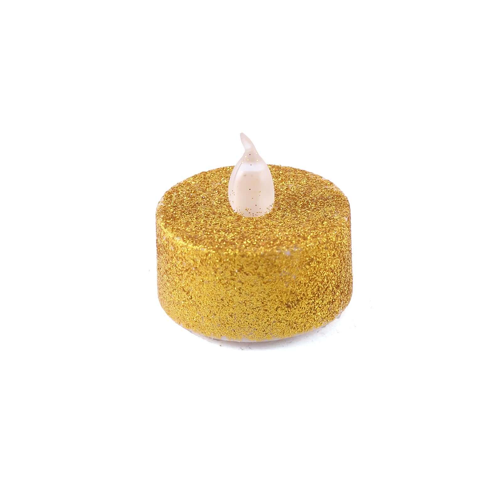 12-Pack LED Tealight Candles Glitter Gold Design - Flameless Battery Operated Tea Lights