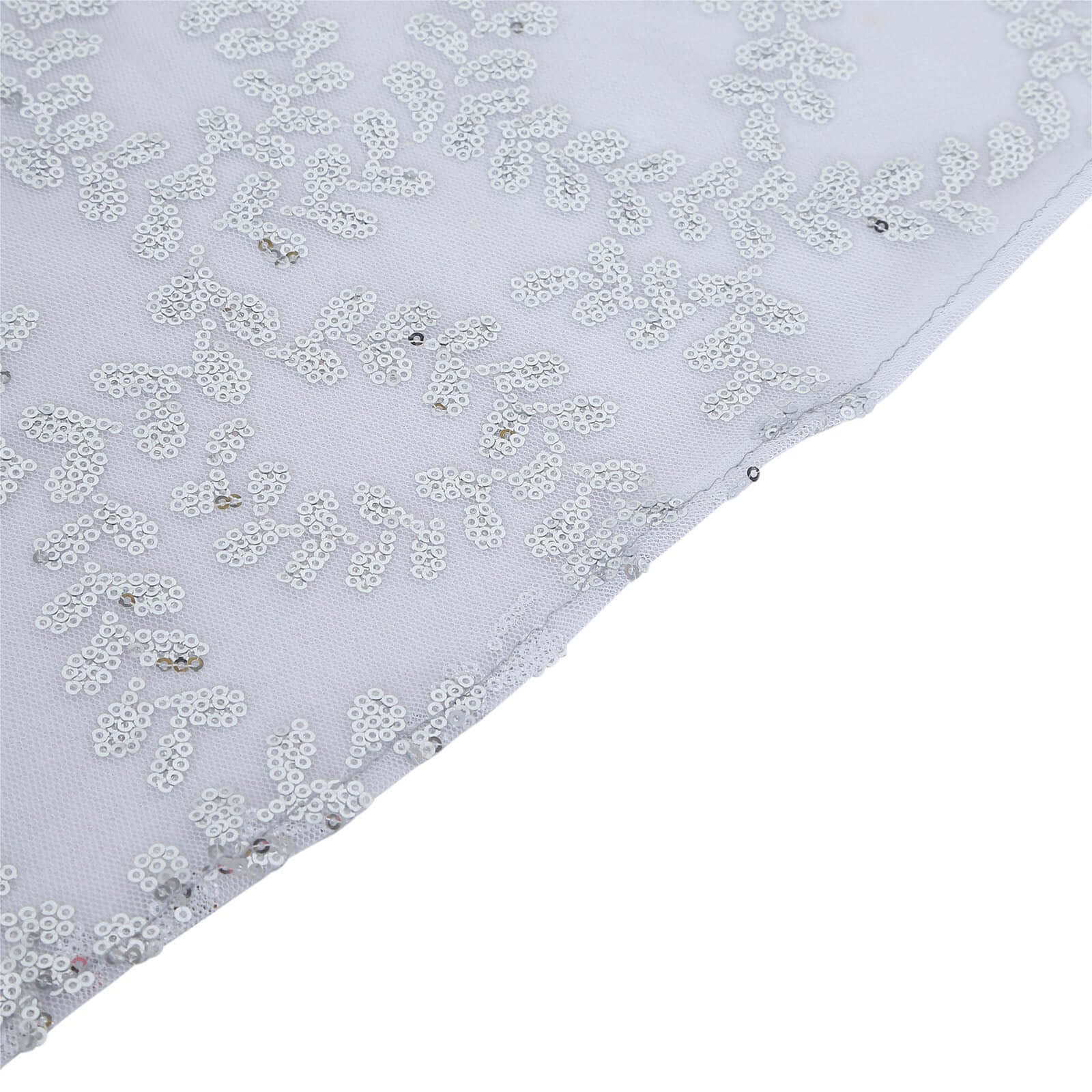 Tulle 72x72 Table Overlay Square Tablecloth Silver - Sequin Leaf Embroidered Table Topper