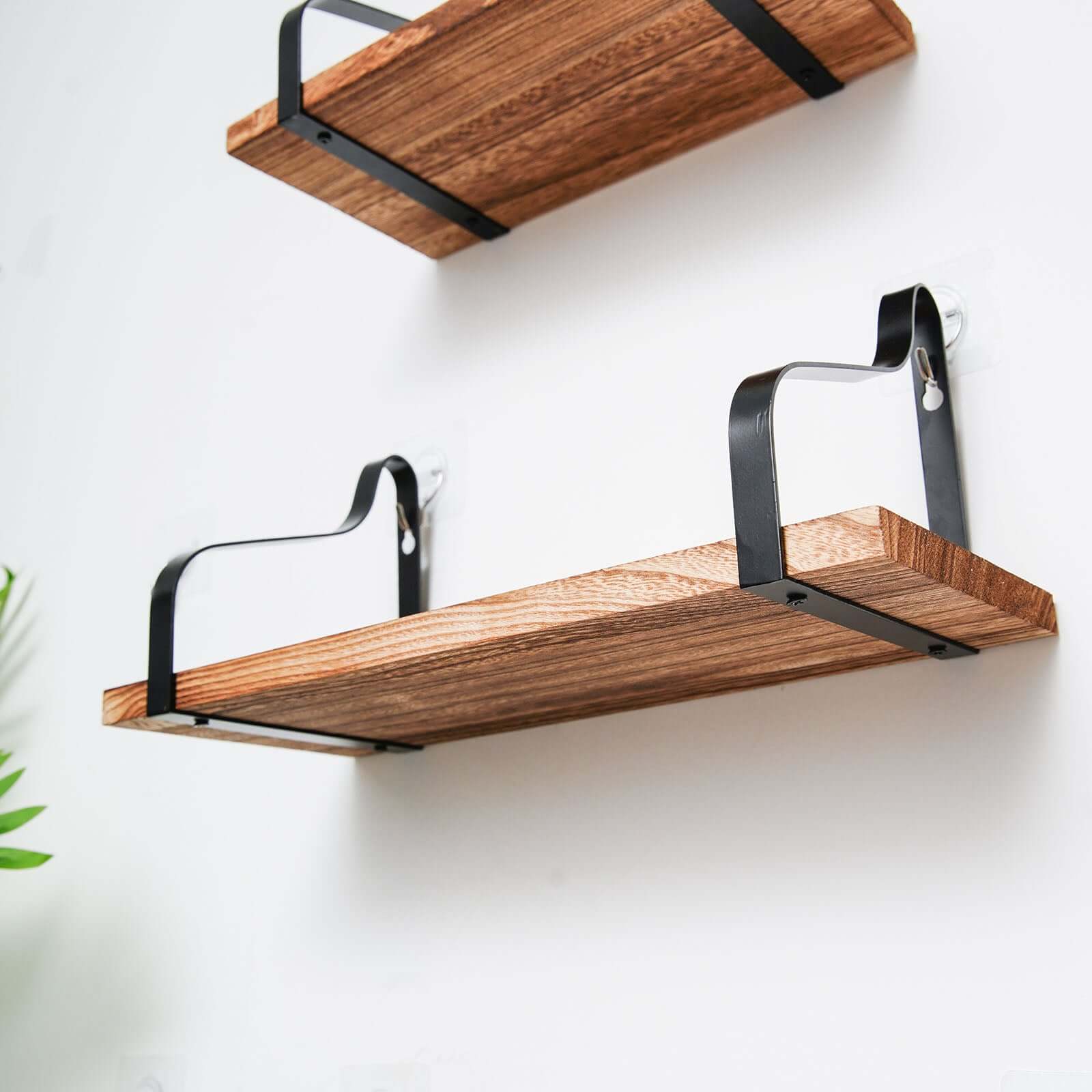 3 Pack Wood Metal Floating Wall Shelves Wall Mounted Shelf Set Decor