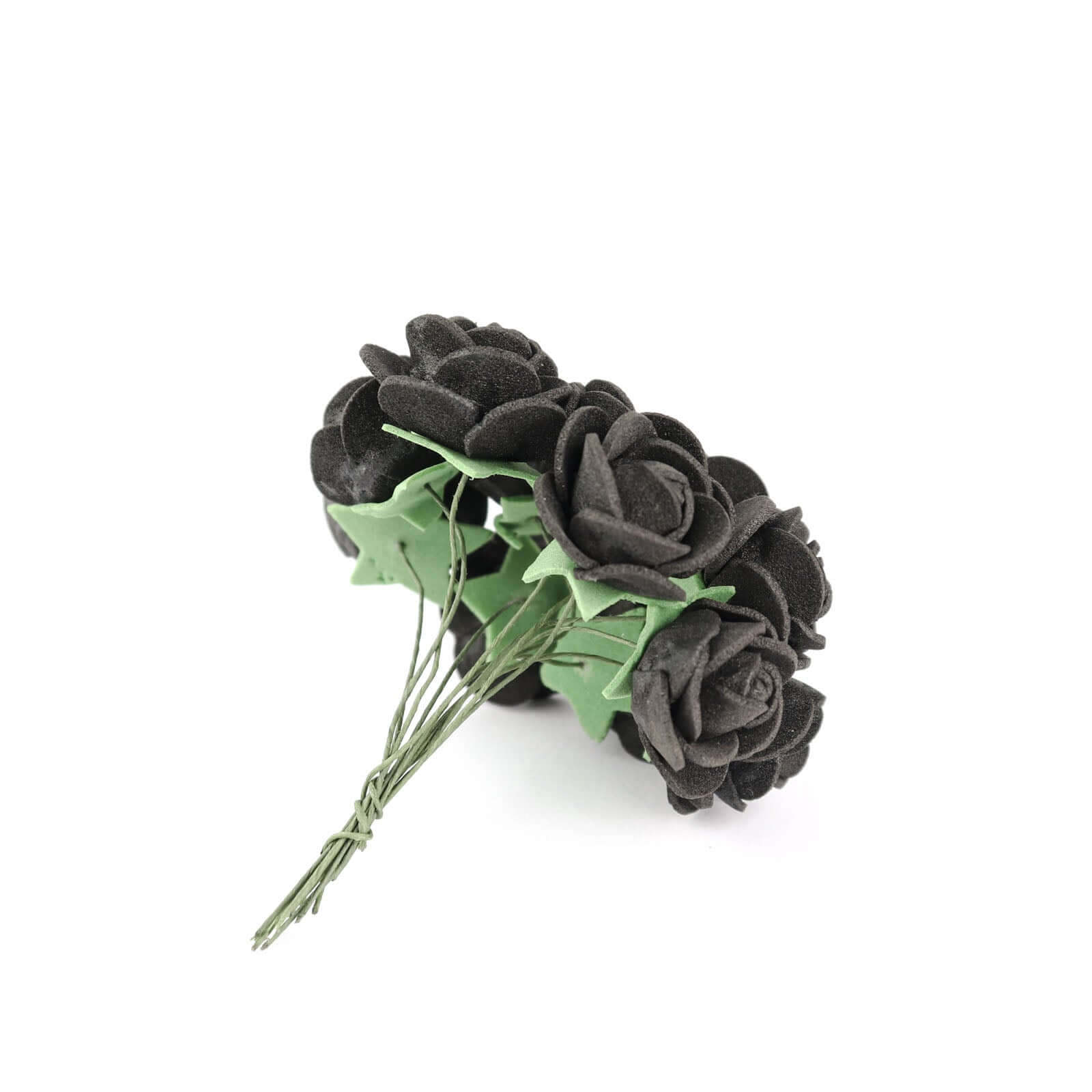 48 Roses 1 Black Real Touch Artificial DIY Foam Rose Flowers With Stem, Craft Rose Buds