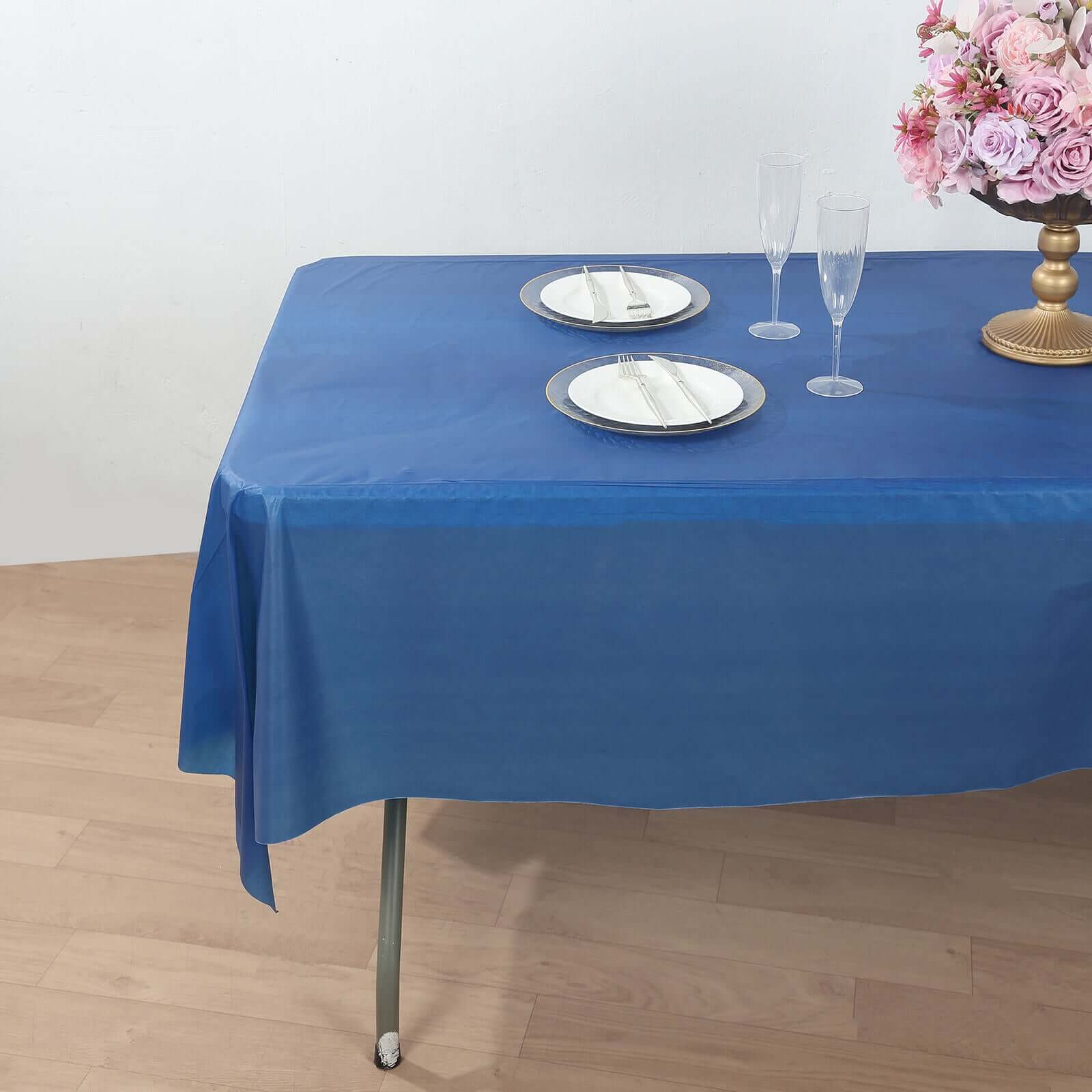 Plastic Table Cover Roll Navy Blue with Slide Cutter - Customizable Disposable Tablecloth Roll 54x300ft