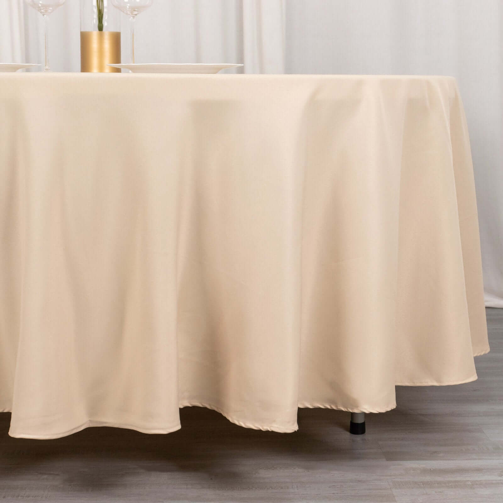 Premium Polyester 108 Round Tablecloth Beige - Wrinkle-Resistant 220GSM Table Cover