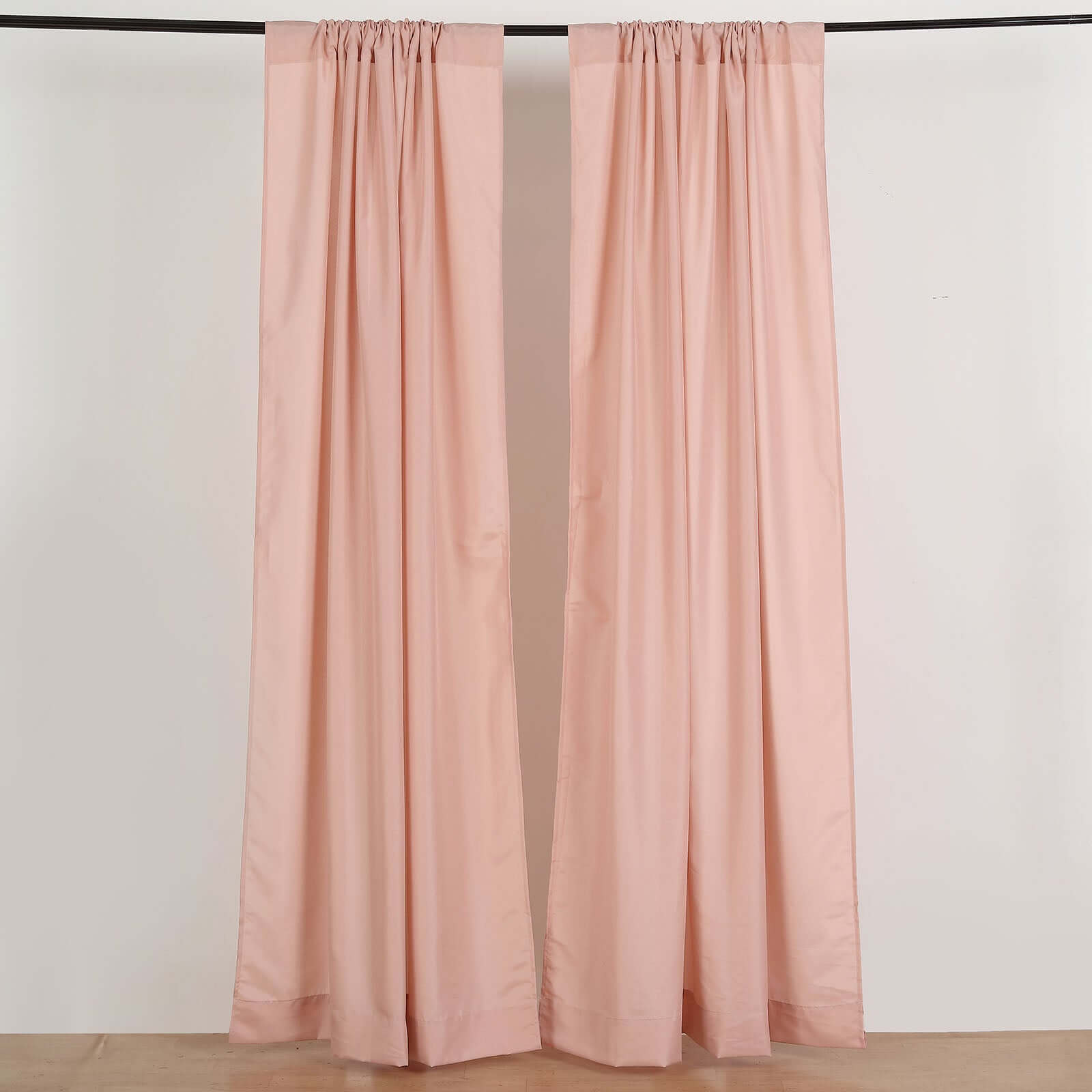 2 Pack Dusty Rose Polyester Event Curtain Drapes, 10ftx8ft Backdrop Event Panels With Rod Pockets 130 GSM