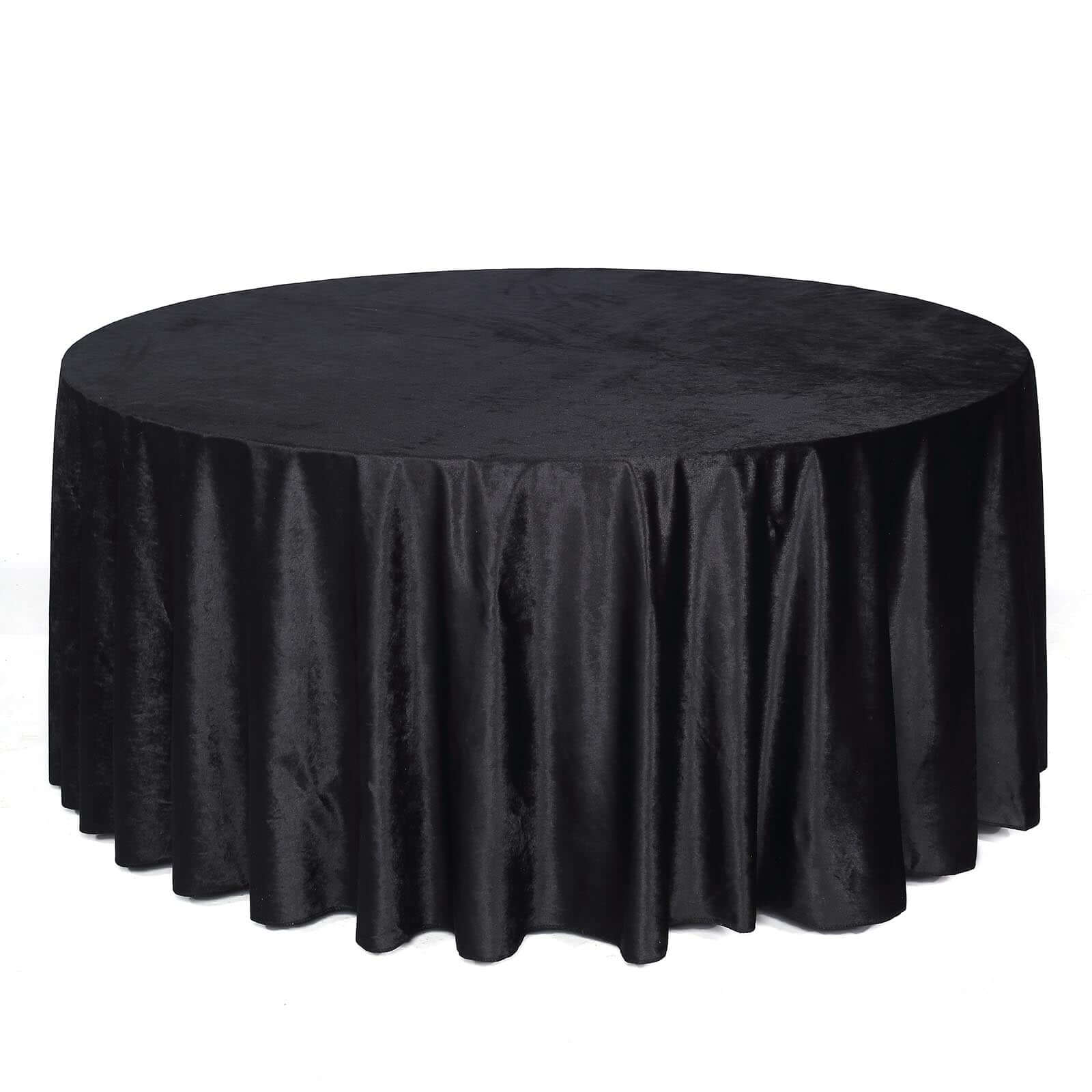 Premium Velvet 120 Round Tablecloth Black - Reusable Soft & Seamless Table Cover for Upscale Events