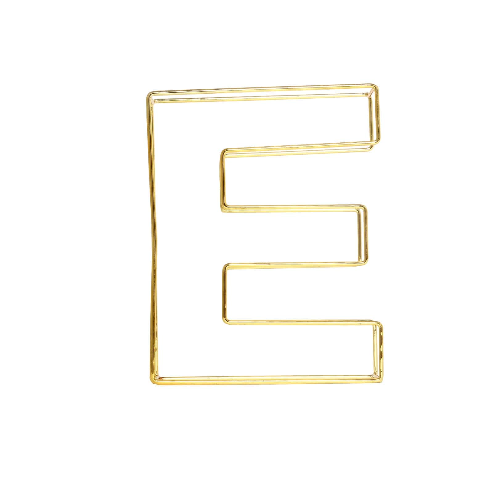 8 Tall Gold Freestanding 3D Decorative Wire Letter, Wedding Centerpiece - E