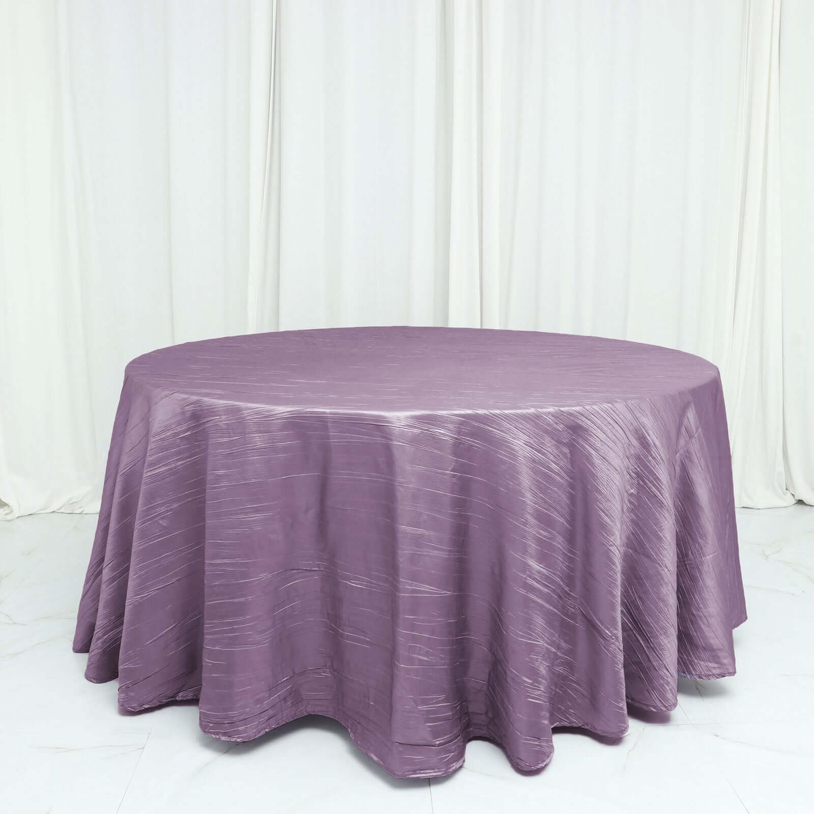 Taffeta 120 Round Tablecloth Violet Amethyst - Seamless Accordion Crinkle Table Cover