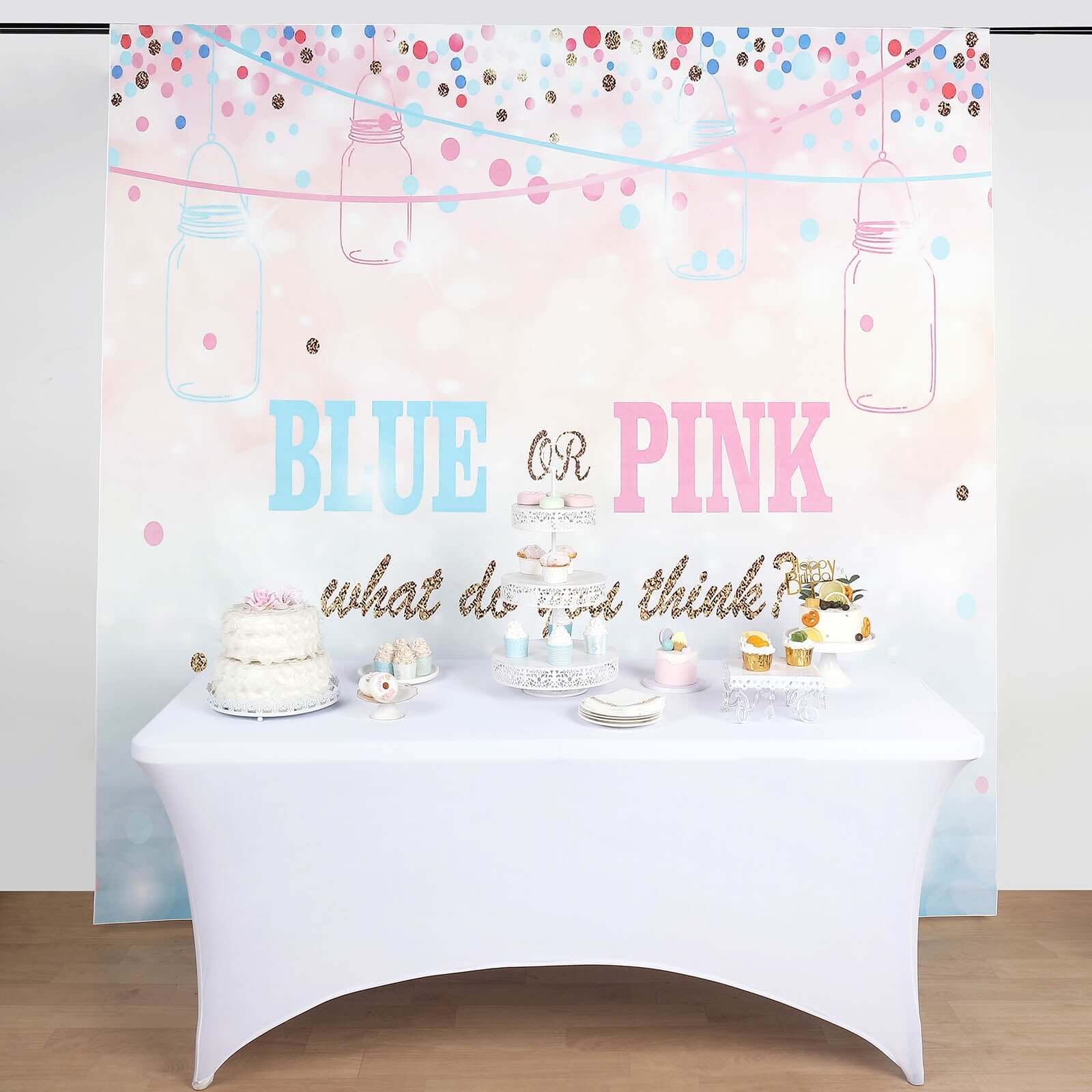 8ftx8ft Gender Reveal Blue Or Pink Vinyl Photo Shoot Backdrop