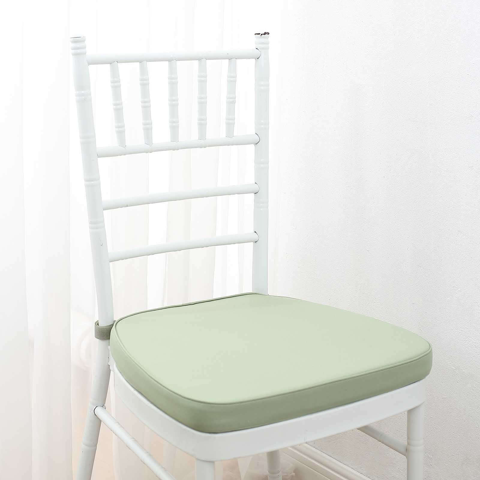 Chiavari Chair Cushion with 1.5 Thick Memory Foam and Ties Sage Green - Stylish Removable Cover for Comfort