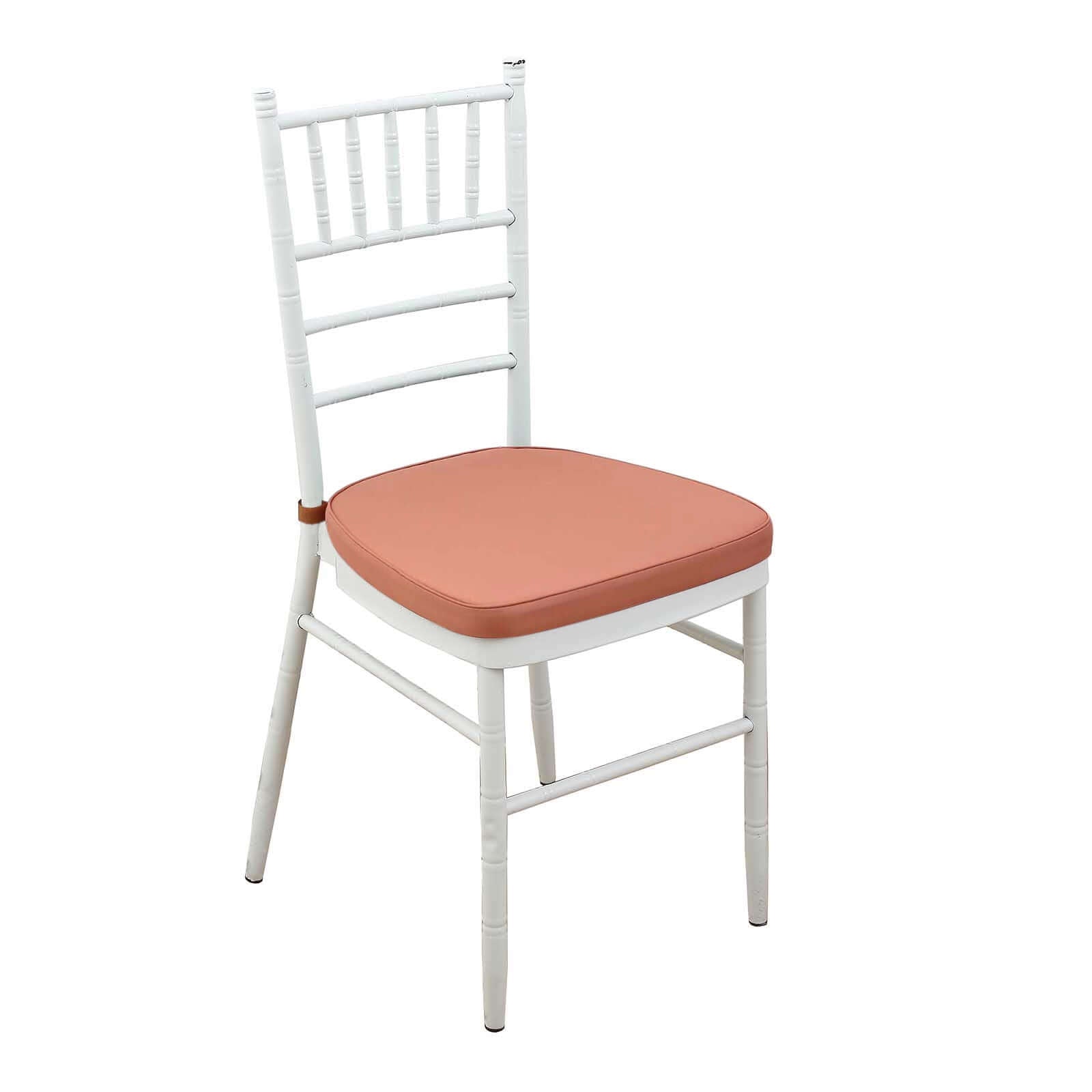 Chiavari Chair Cushion with 1.5 Thick Memory Foam and Ties Terracotta (Rust) - Stylish Removable Cover for Comfort