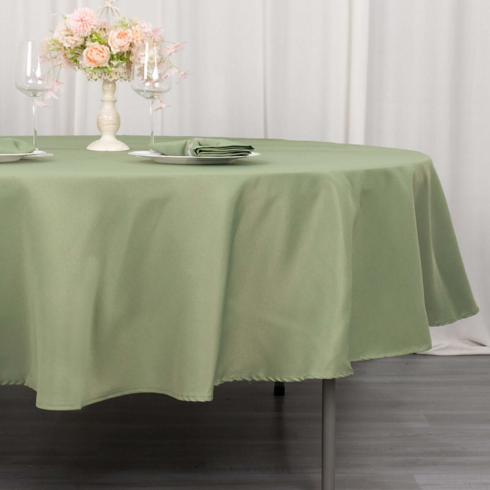 Premium Polyester 90 Round Tablecloth Dusty Sage Green - Stain and Wrinkle-Resistant Design with 220GSM Thickness Table Cover