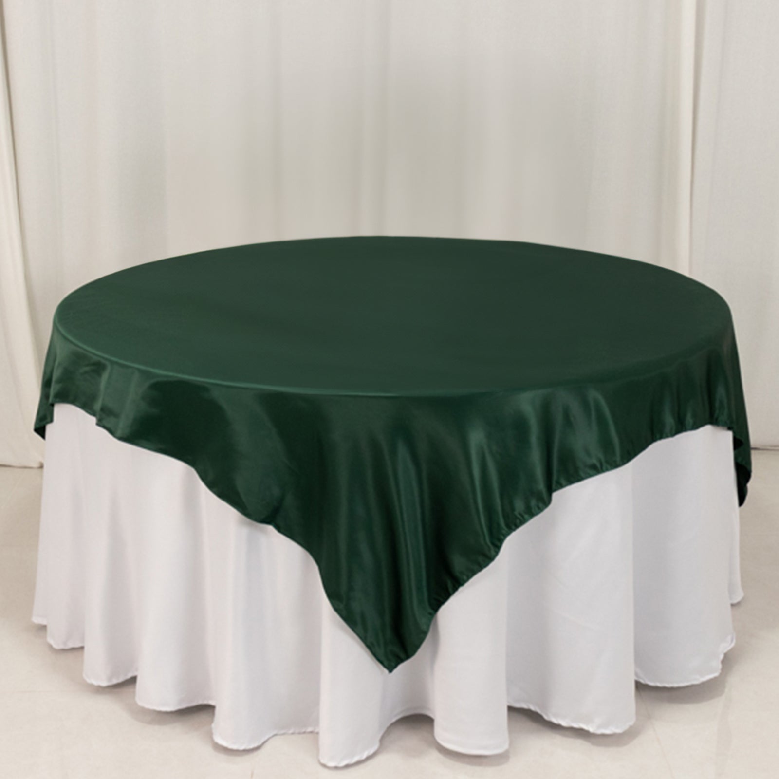 Lamour Satin 72x72 Table Overlay Square Tablecloth Hunter Emerald Green - Smooth Finish Table Topper