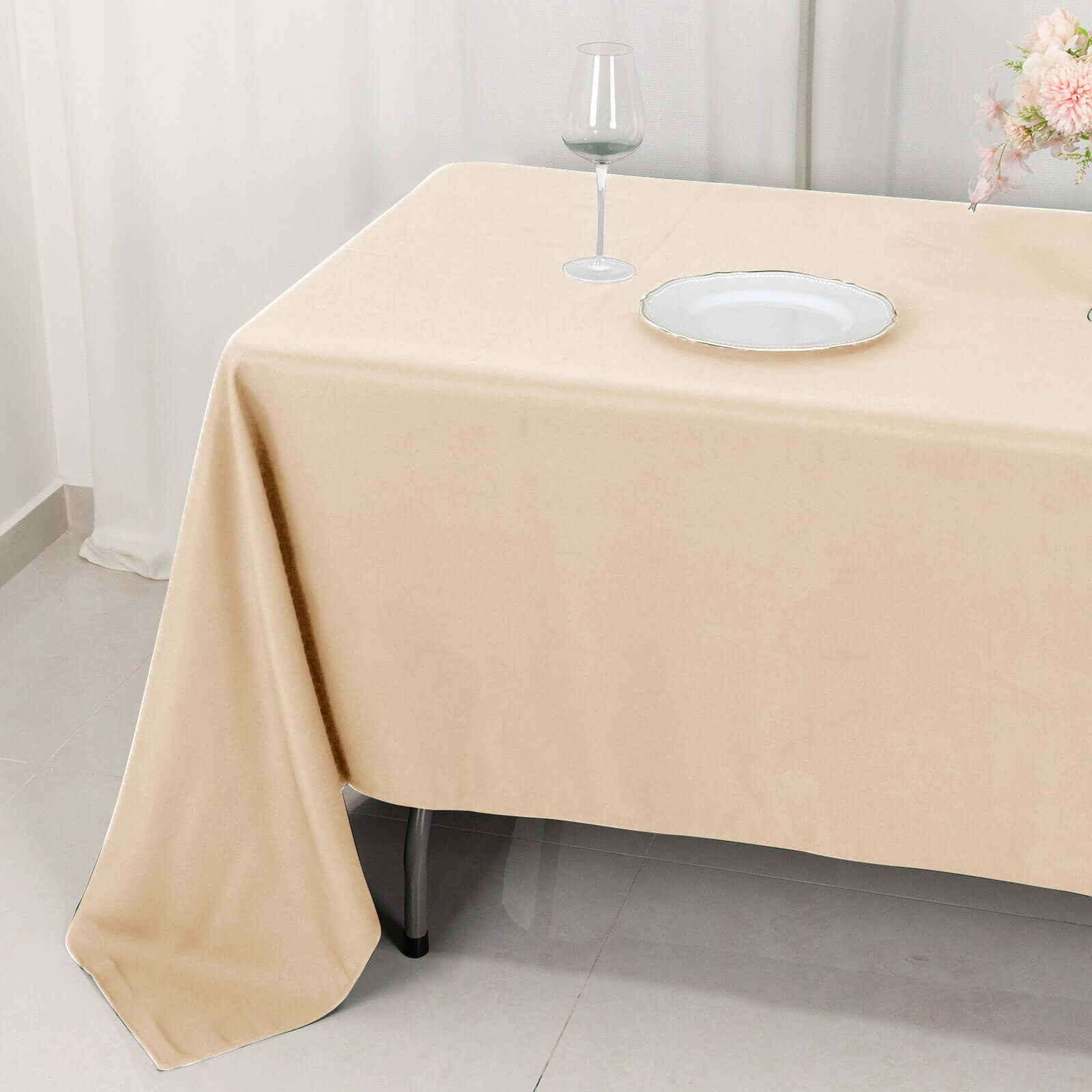 Premium Polyester 60x126 Rectangle Tablecloth Beige - Stain-Resistant 220GSM Finish Table Cover