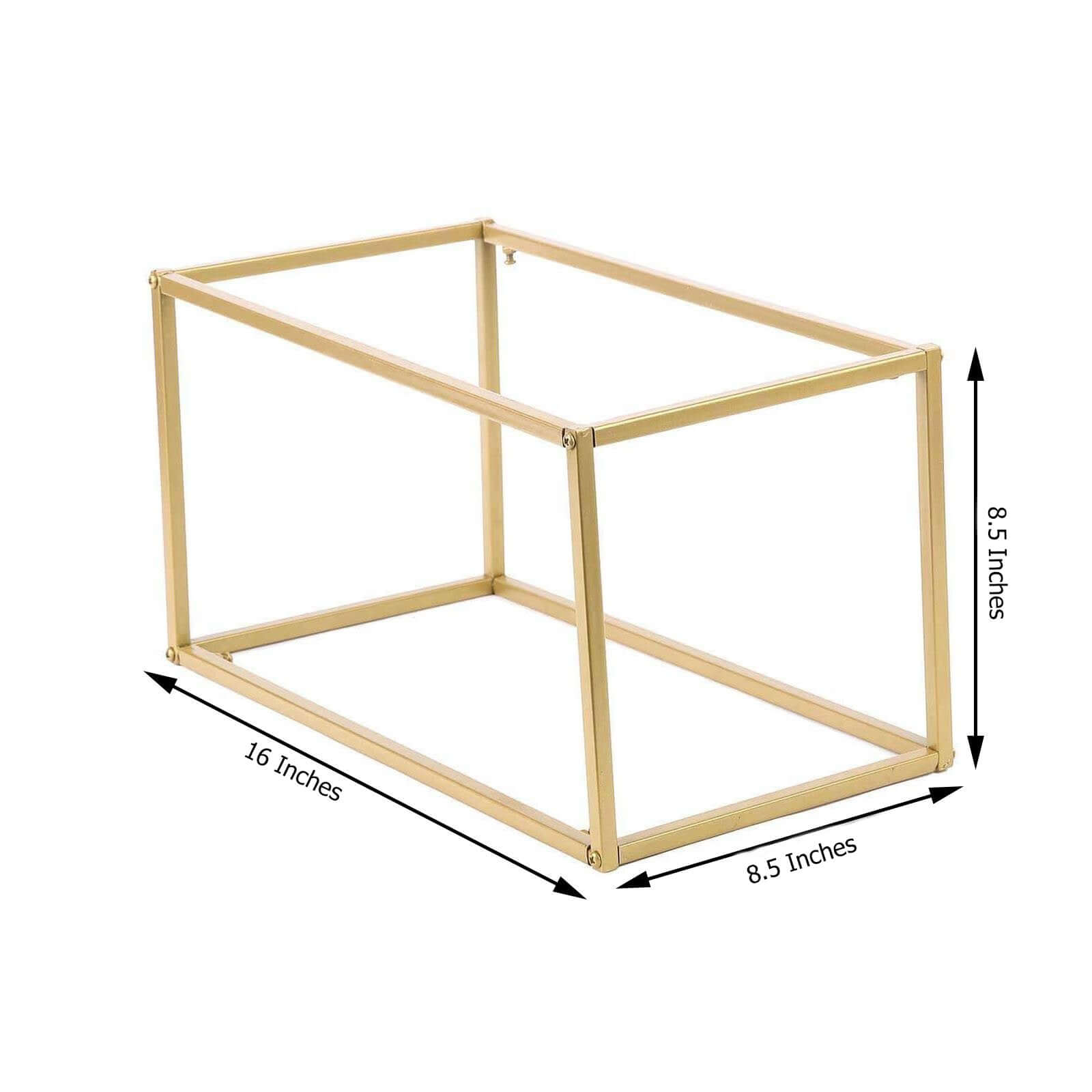 2-Pack Wedding Flower Stand Gold Metal Geometric Column Frame Rectangular - Versatile Floral Pedestal for Sophisticated Arrangements 16