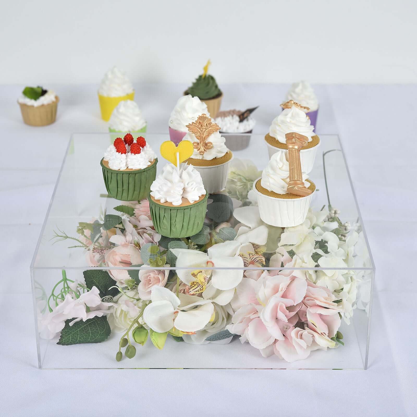 Acrylic Cake Box Stand Pedestal Riser Transparent Clear - Display for Desserts and Events 14x14