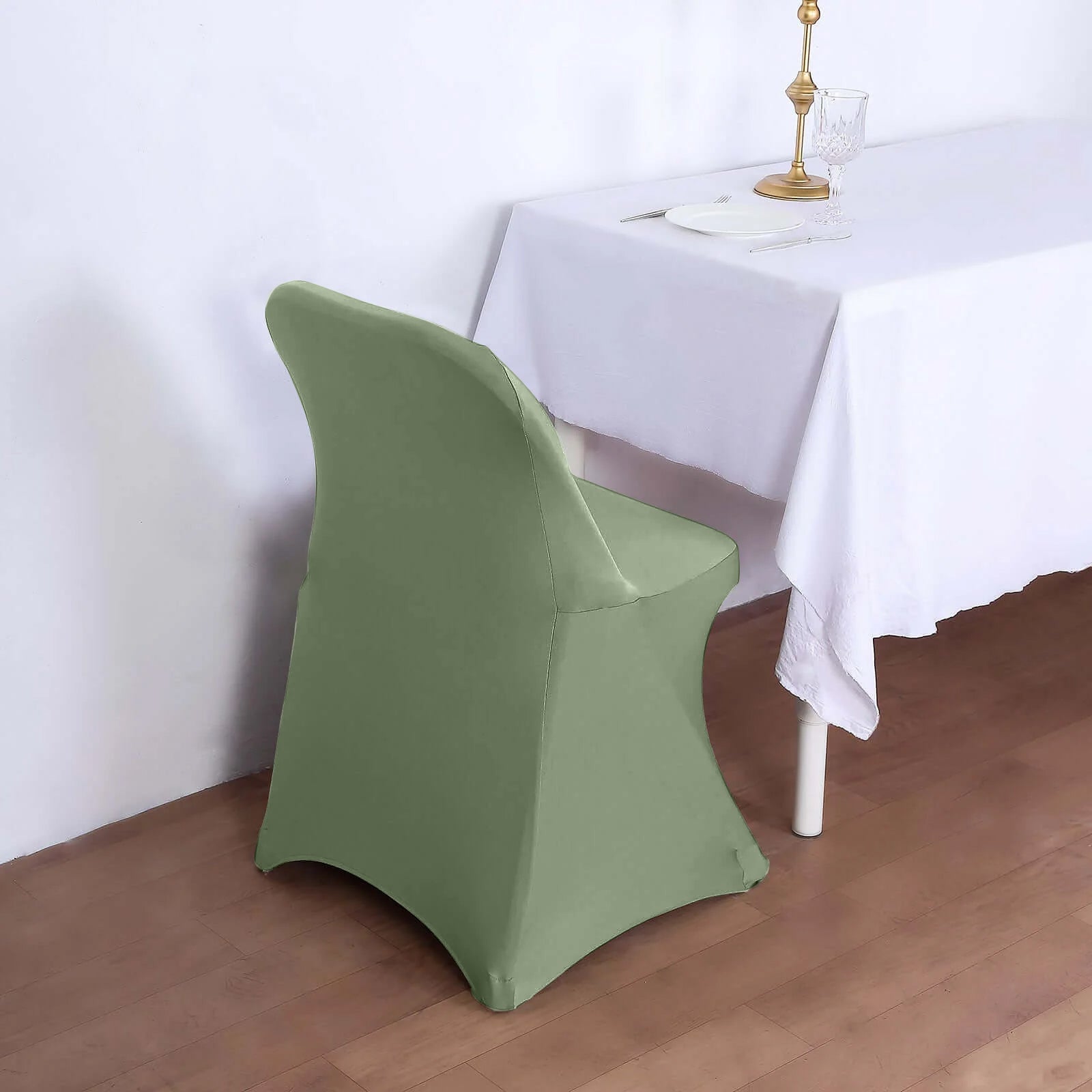 Stretch Spandex Chair Cover Dusty Sage Green for Folding Chairs - Reusable & Wrinkle-Resistant 160GSM Fitted Slipcover