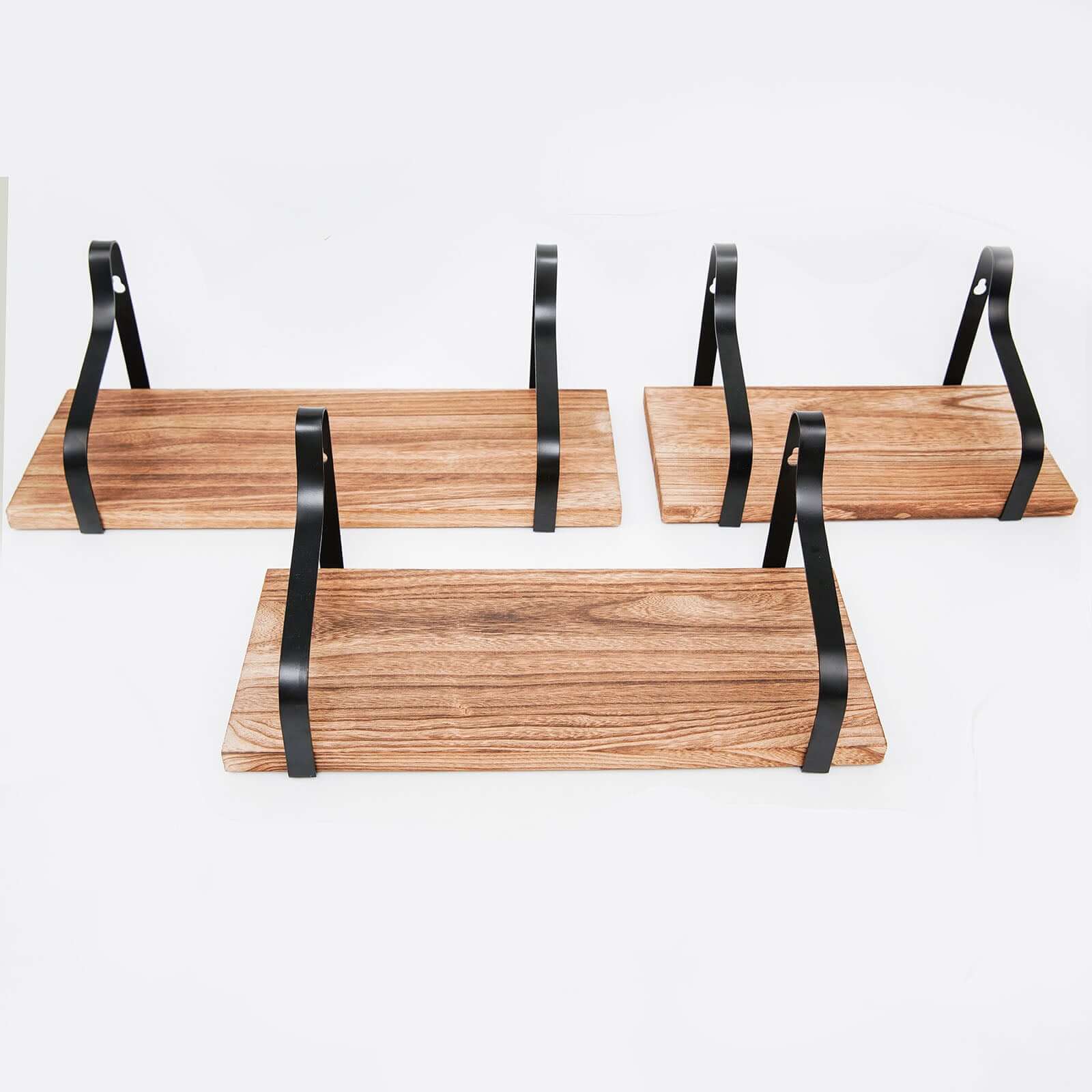 3 Pack Wood Metal Floating Wall Shelves Wall Mounted Shelf Set Decor