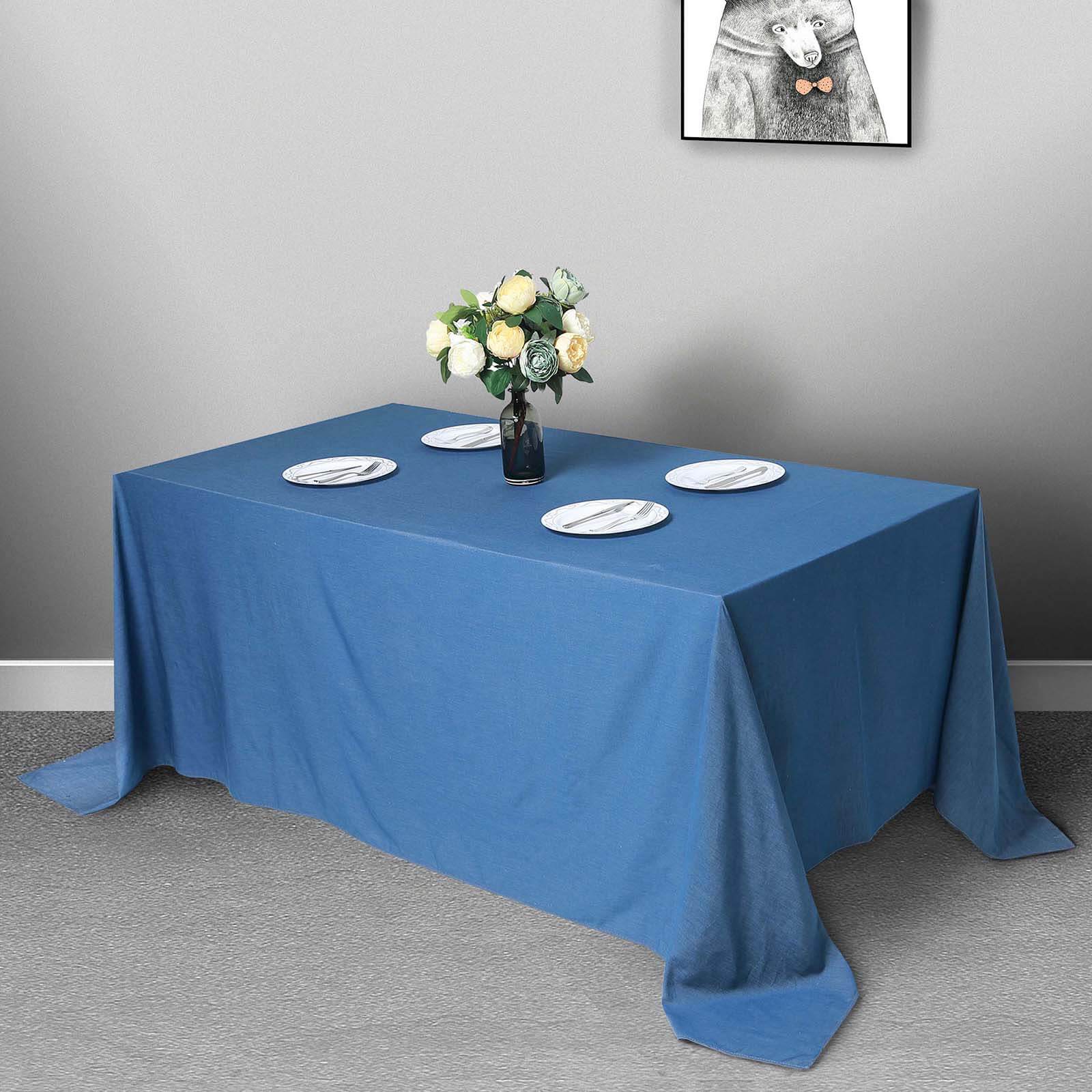 Polyester 90x132 Rectangle Tablecloth Dark Blue - Seamless Faux Denim Design for Classy Celebrations