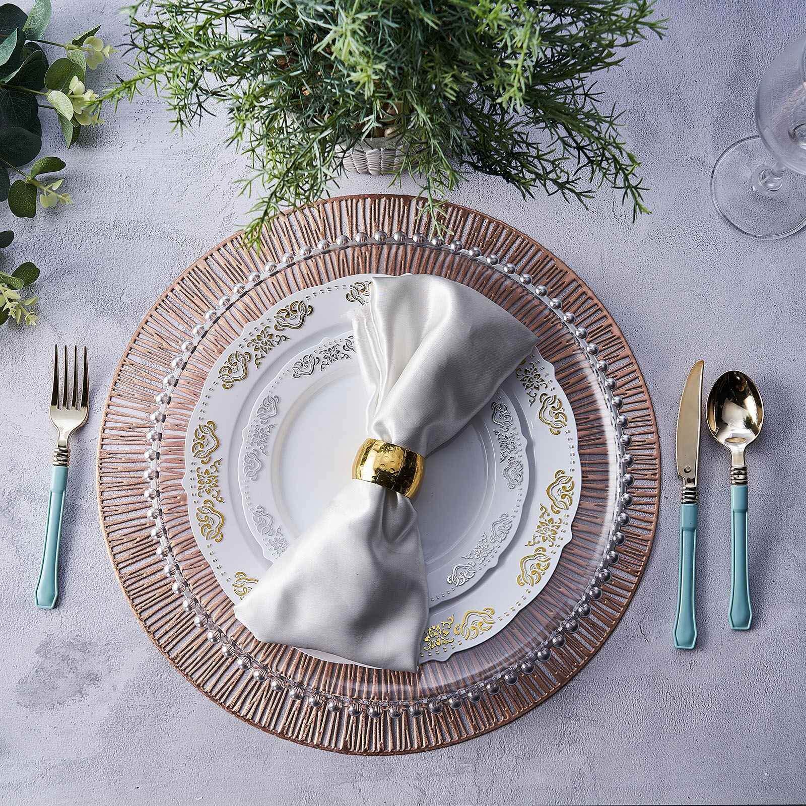 6-Pack Dining Table Mats Spiked Design Rose Gold - Vinyl Non-Slip Surface with Modern Appeal 15