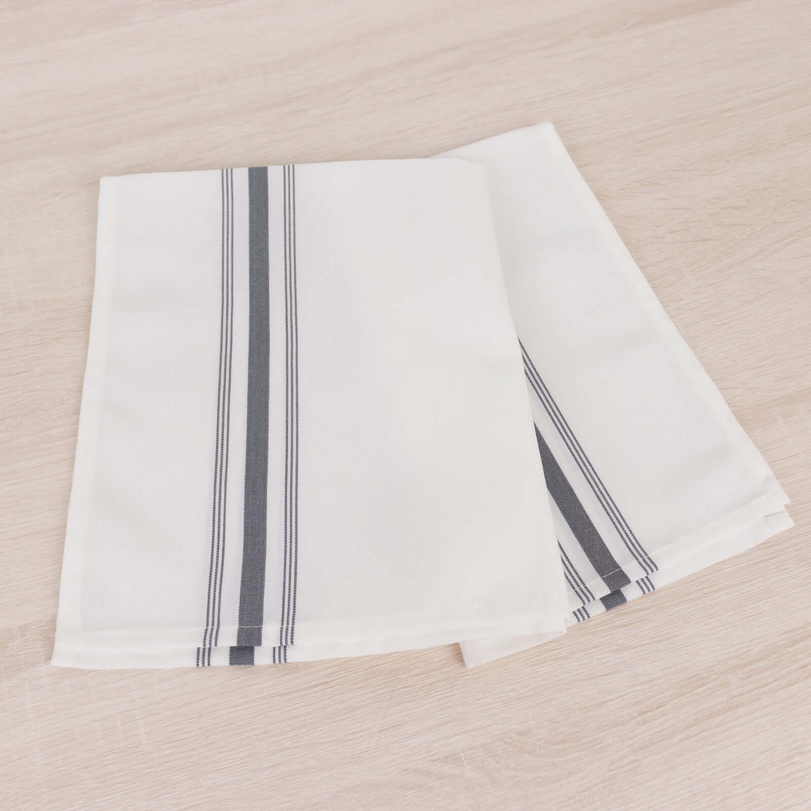 10 Pack Premium Spun Polyester 18x22 Napkins White/Gray Bistro Style - Highly Absorbent Cotton-Like Feel Cloth Napkins