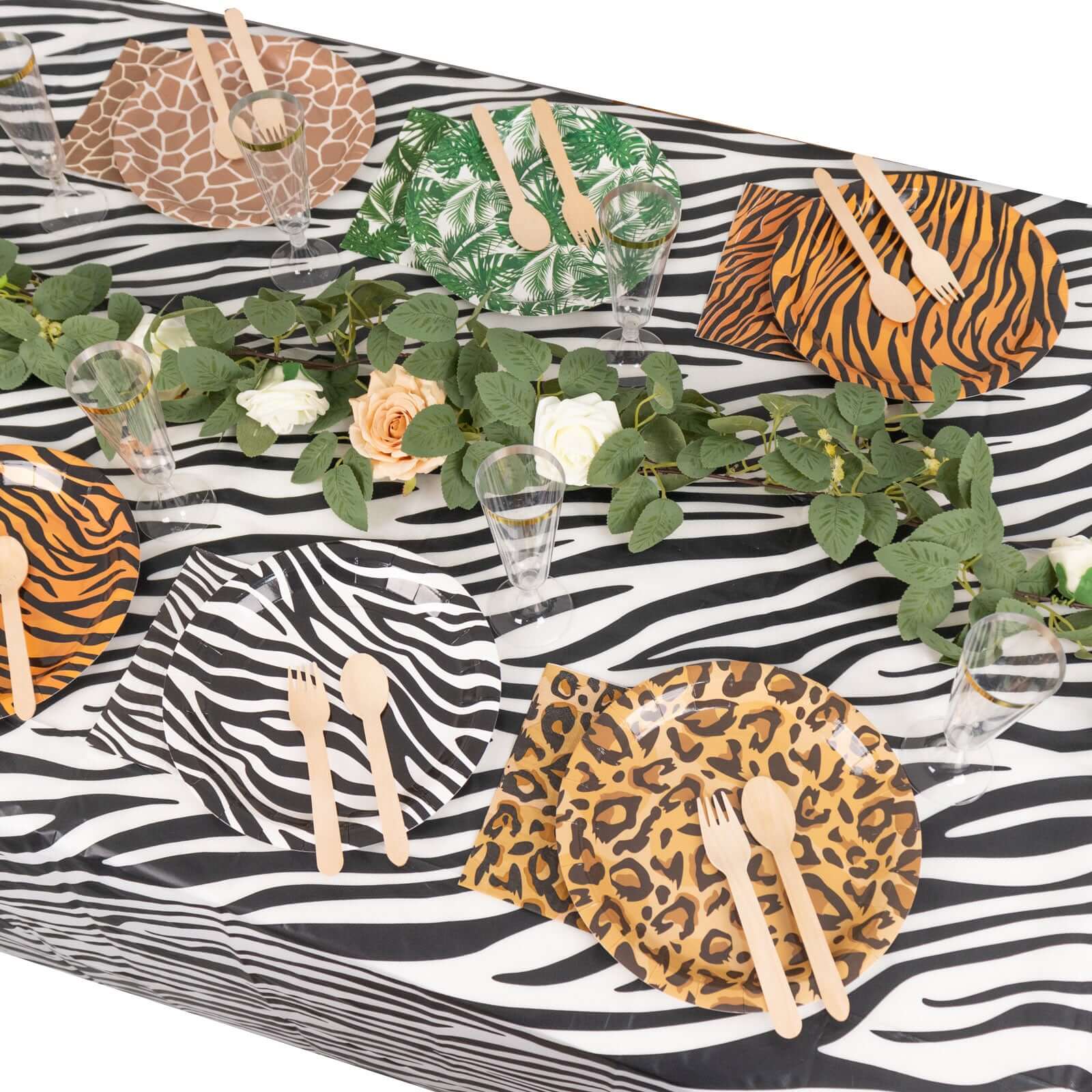 60 Pcs Paper Dinnerware Set with Animal Safari Print - Jungle Theme Party Plates and Napkins for 30 Guests