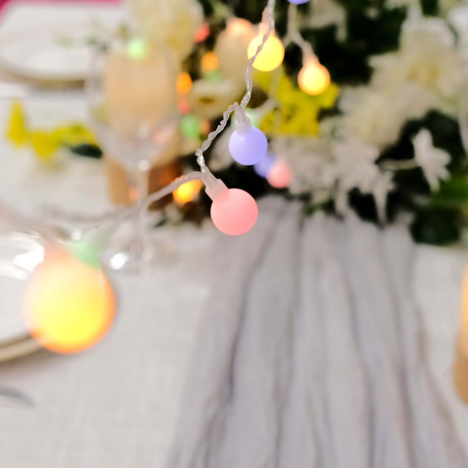 16ft Colorful Frosted 50 LED Bulb Battery Operated Fairy String Lights, Remote Included