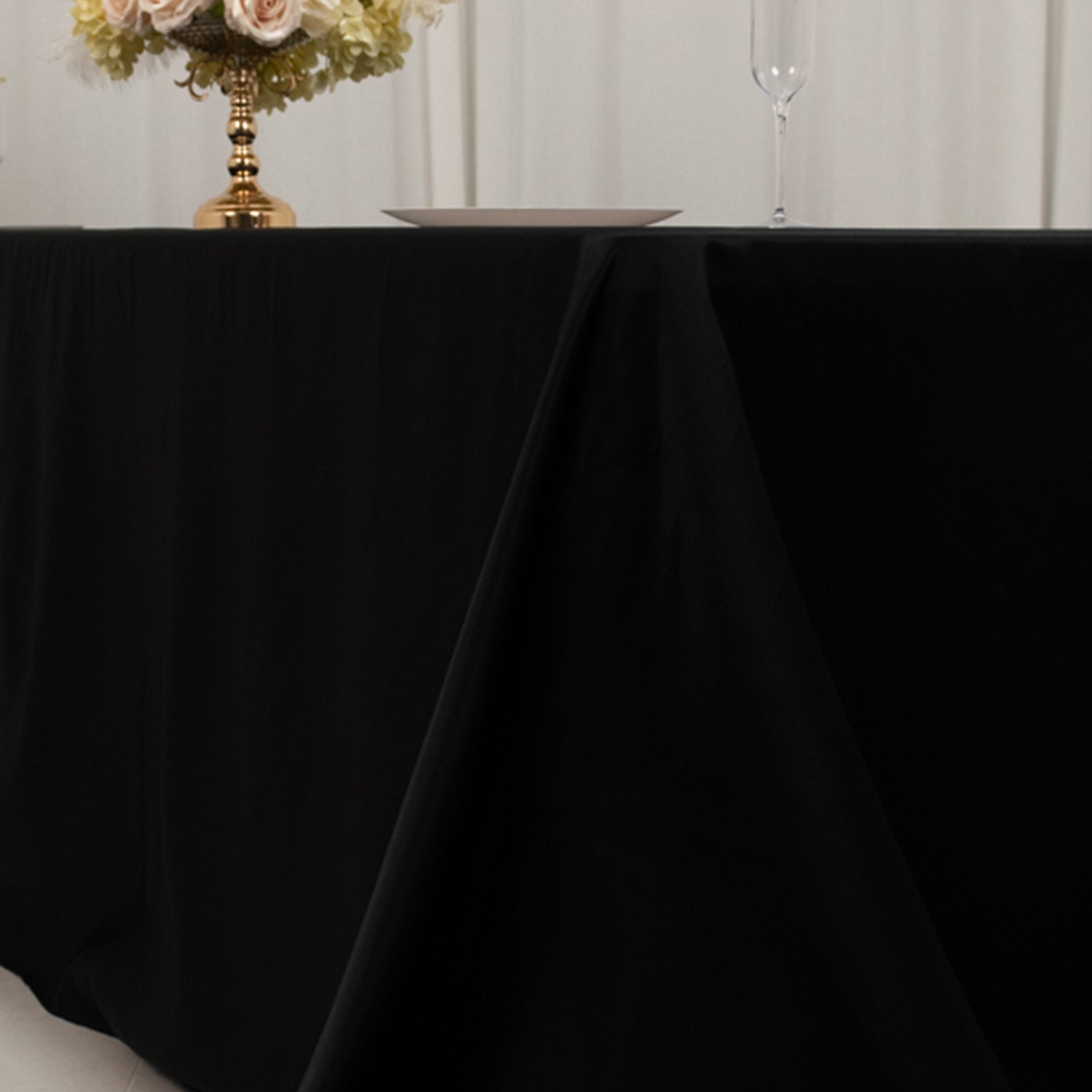 Lamour Satin 90x156 Rectangle Tablecloth Black - Luxurious, Soft Seamless Table Cover for Stylish Settings