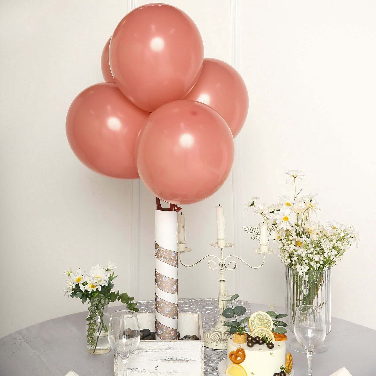 25 Pack 12 Matte Pastel Dusty Rose Helium Air Latex Party Balloons