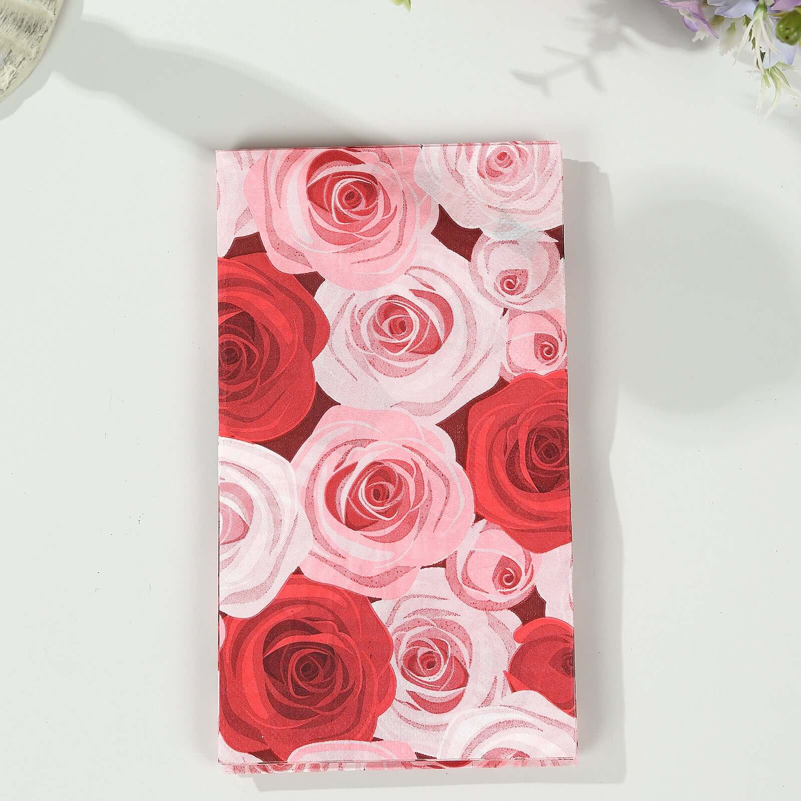 20-Pack Paper Dinner Napkins with Rose Floral Print Red/Pink 2 Ply - Stylish Boho Napkins for Events