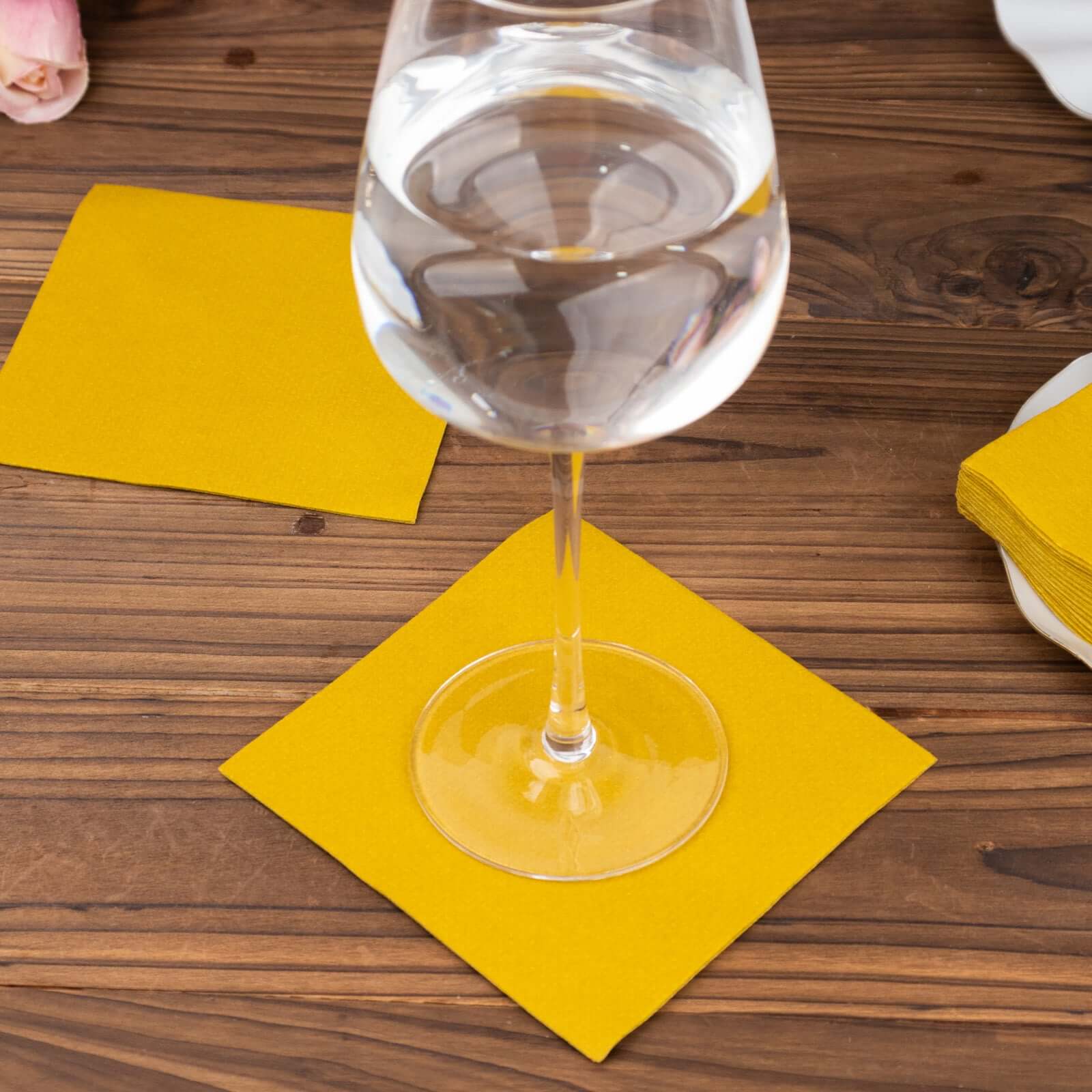 20-Pack Paper Linen-Like Cocktail Napkins Gold - Disposable 5x5 Airlaid Soft Napkins