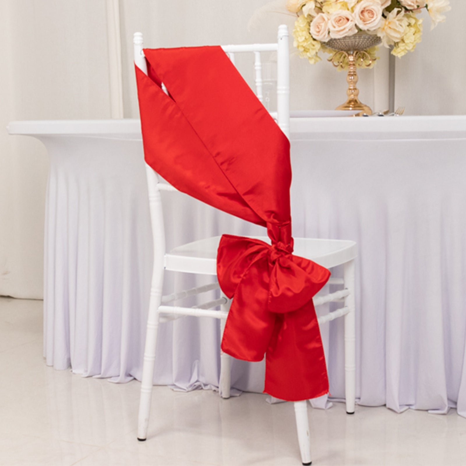 5 Pack Lamour Satin 6x106 Chair Sashes Red - Stylish Reusable Decorative Bows