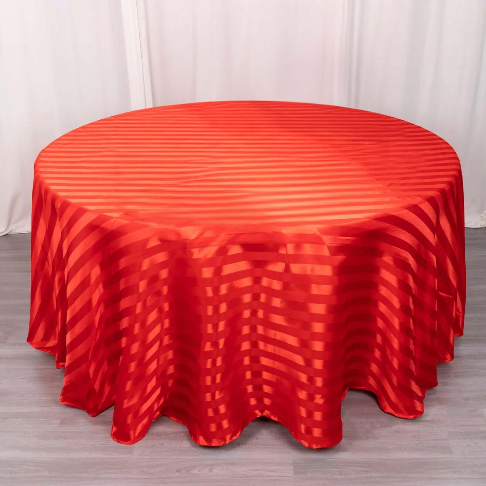 Satin Striped 120 Round Tablecloth Red Satin Stripe - Silky Smooth Seamless Table Cover