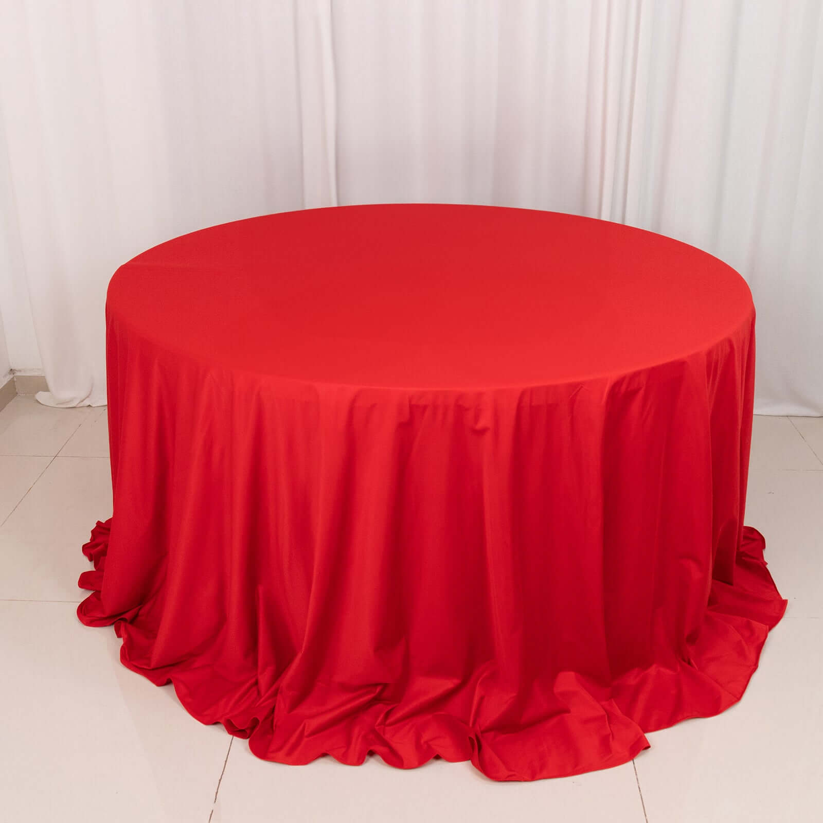 Premium Scuba Round 132 Tablecloth Red - Wrinkle Free & Stain Resistant Seamless Table Cover