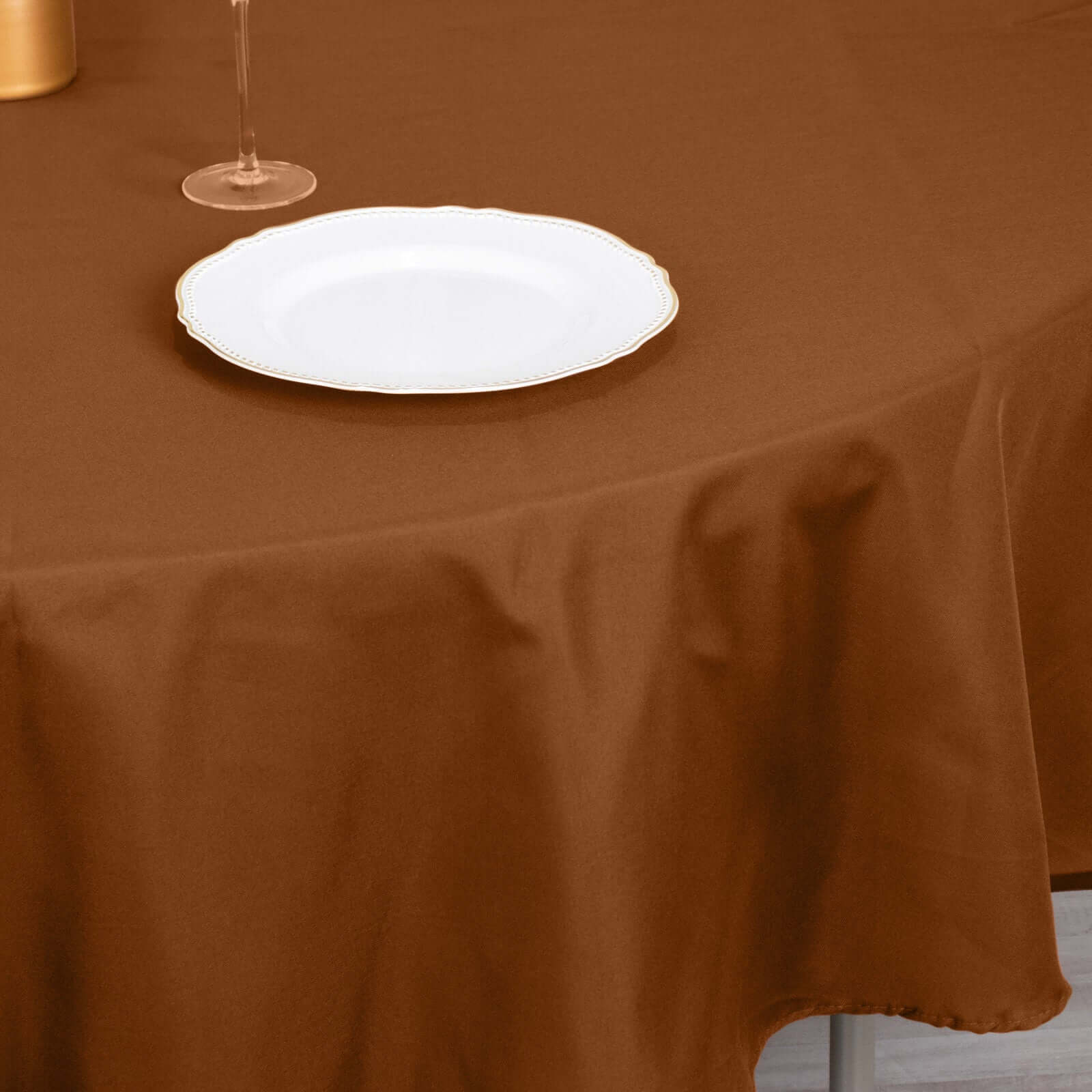 Polyester 90 Round Tablecloth Cinnamon Brown - Stain & Wrinkle-Resistant Table Cover