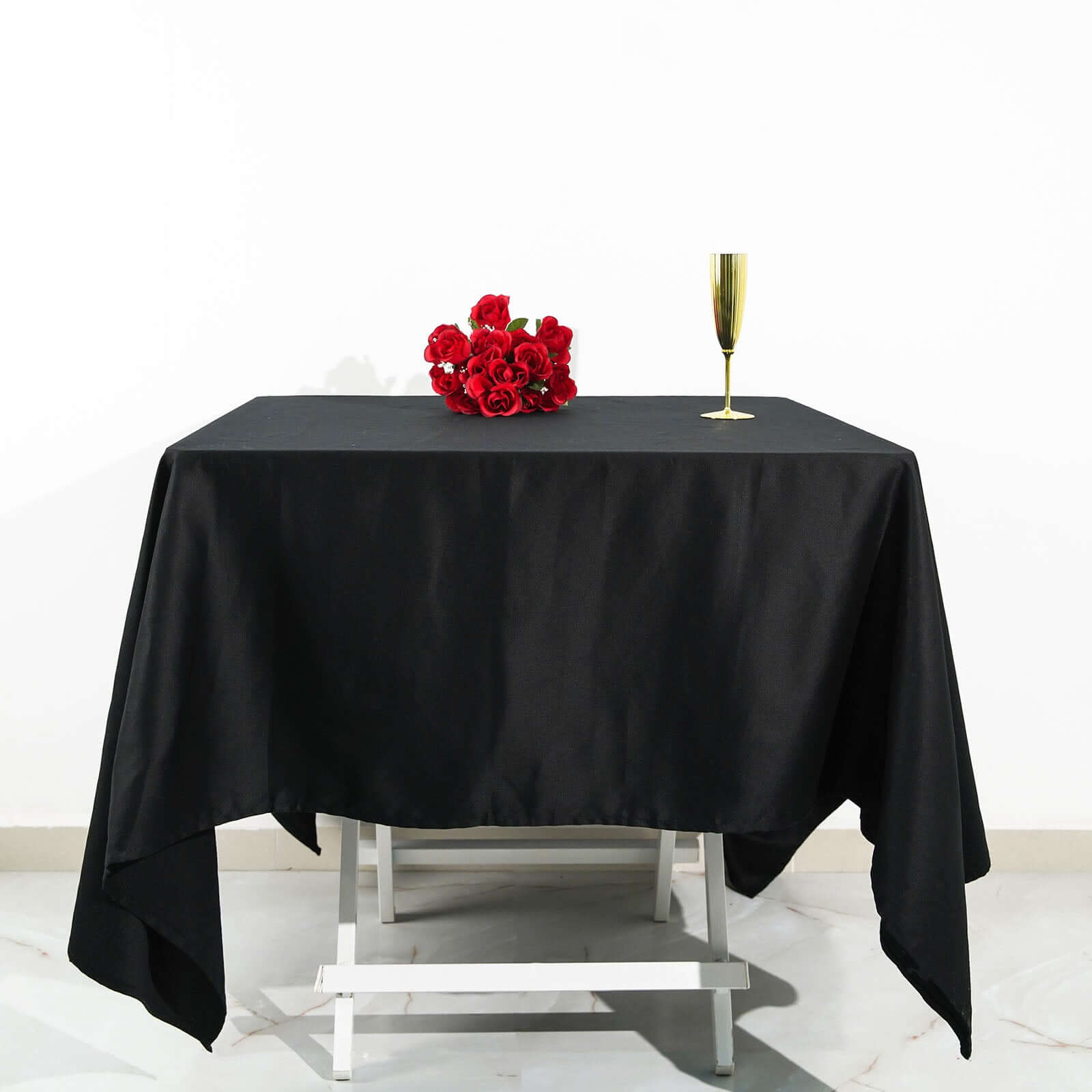 100% Cotton 70x70 Square Tablecloth Black Linen - Soft & Breathable Fabric Table Cover