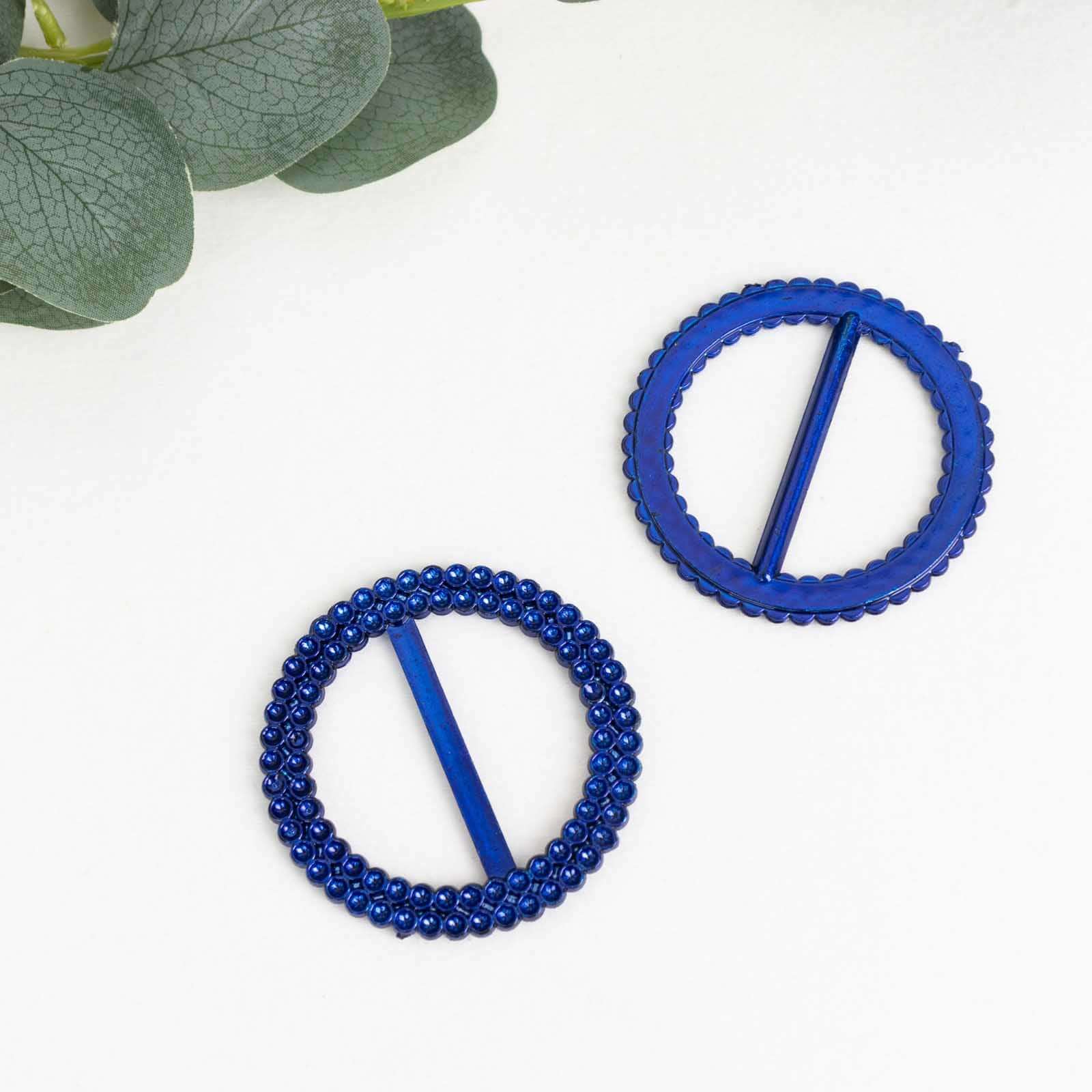 20 Pack Diamond Round Chair Sash Band Buckle Pins Royal Blue - Timeless Rhinestone Napkin Rings 2.5