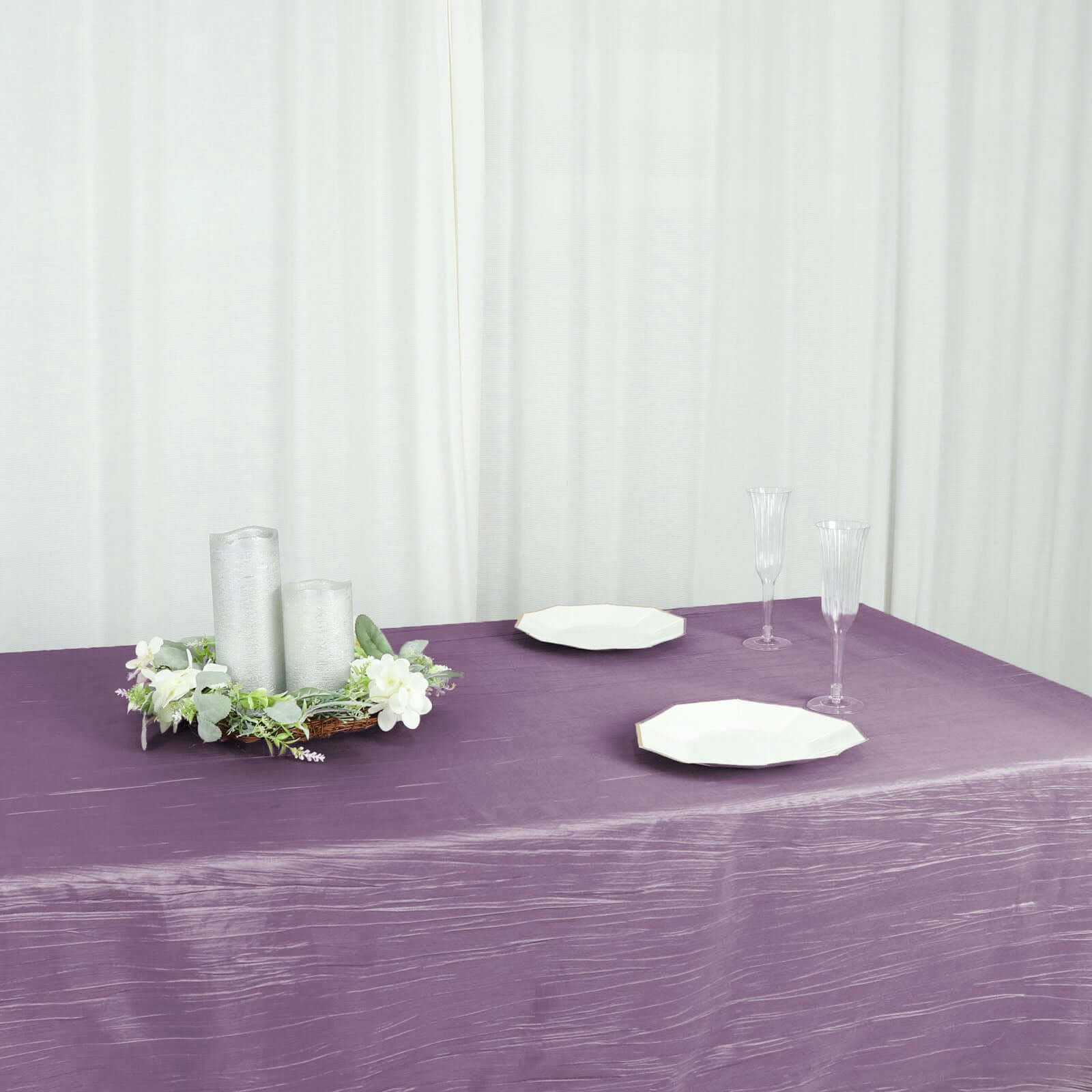 Taffeta 60x102 Rectangle Tablecloth Violet Amethyst - Accordion Crinkle Table Cover