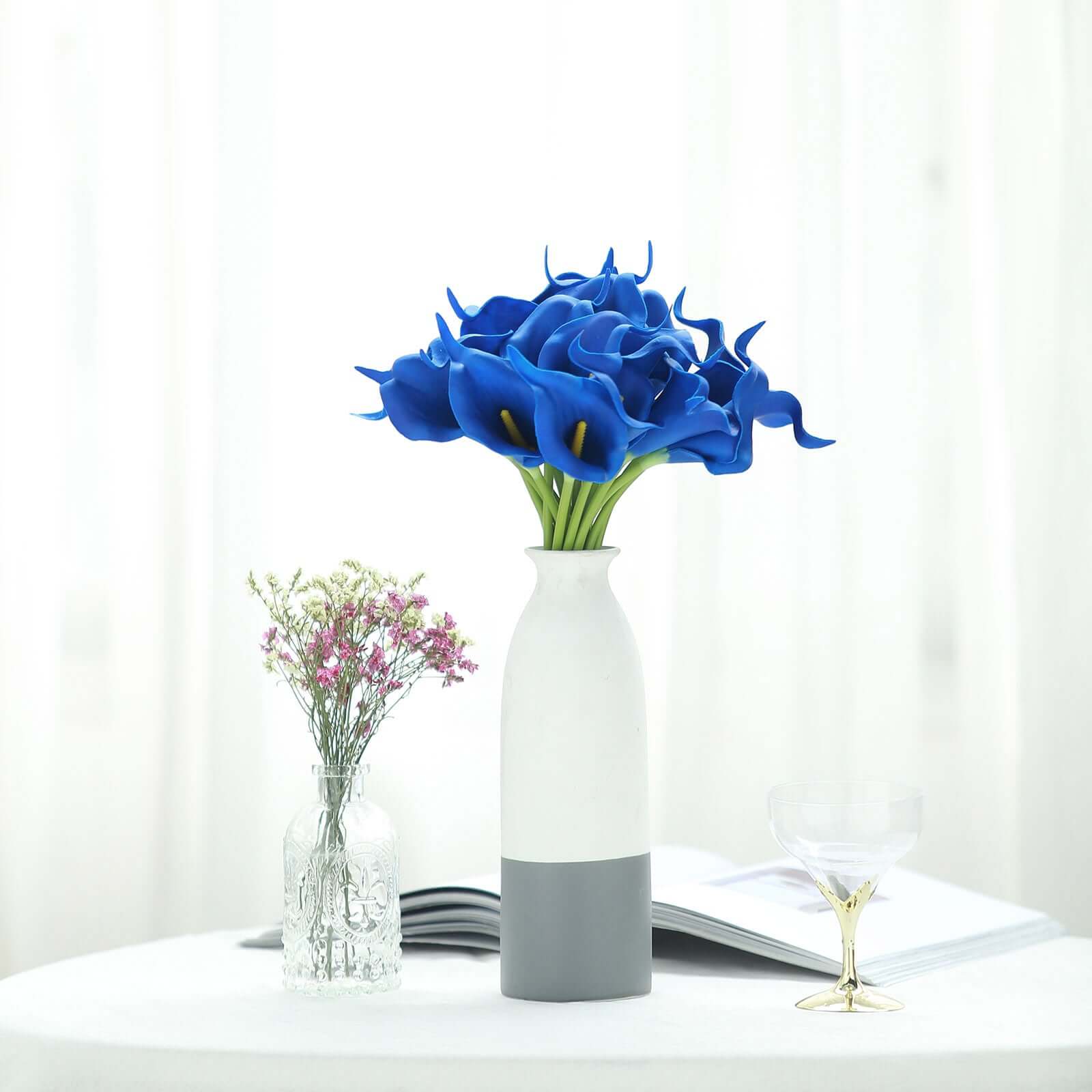 20 Stems 14 Royal Blue Artificial Poly Foam Calla Lily Flowers