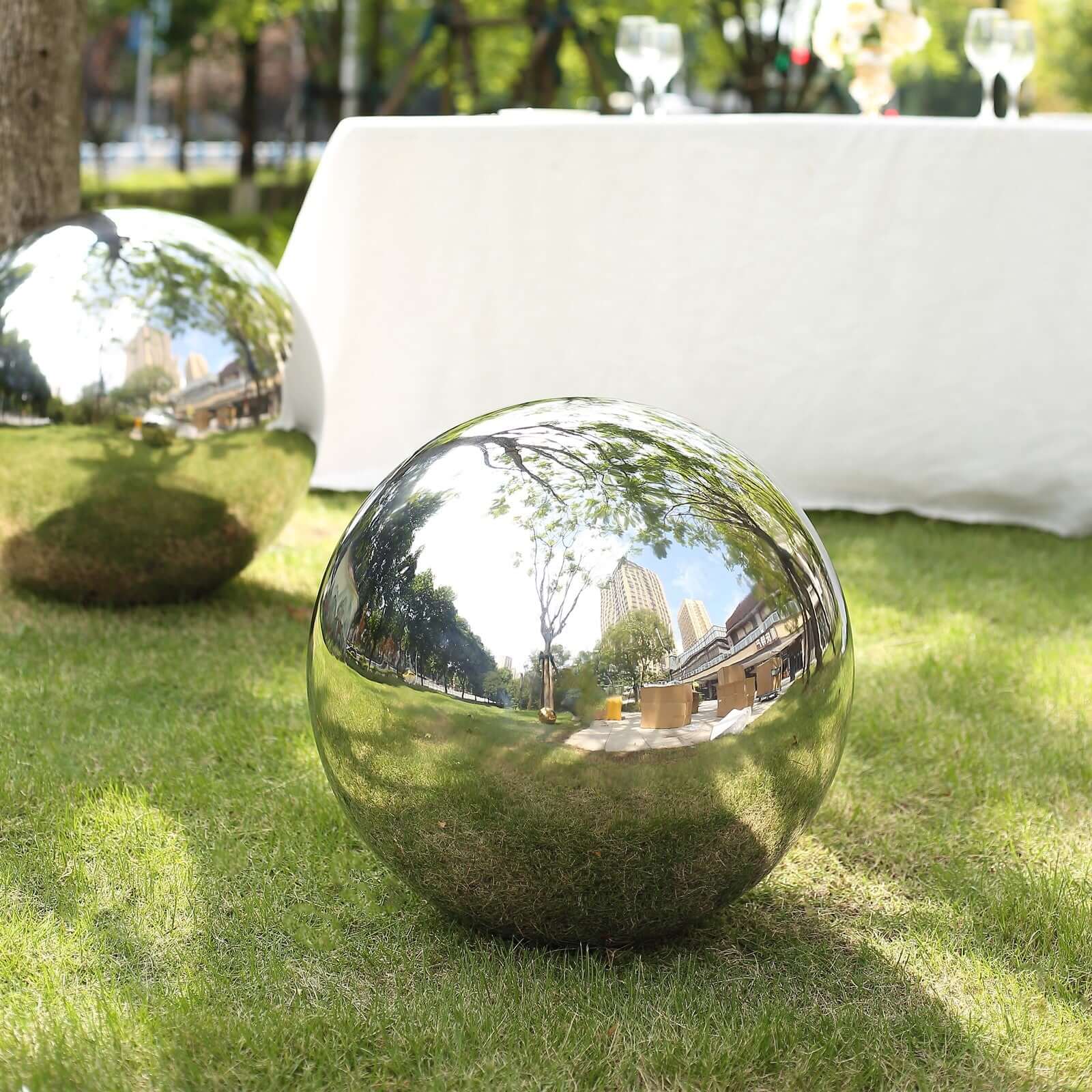 Gazing Globe Mirror Ball Reflective Hollow Stainless Steel Silver Sphere - Decorative Garden Accent Piece 20