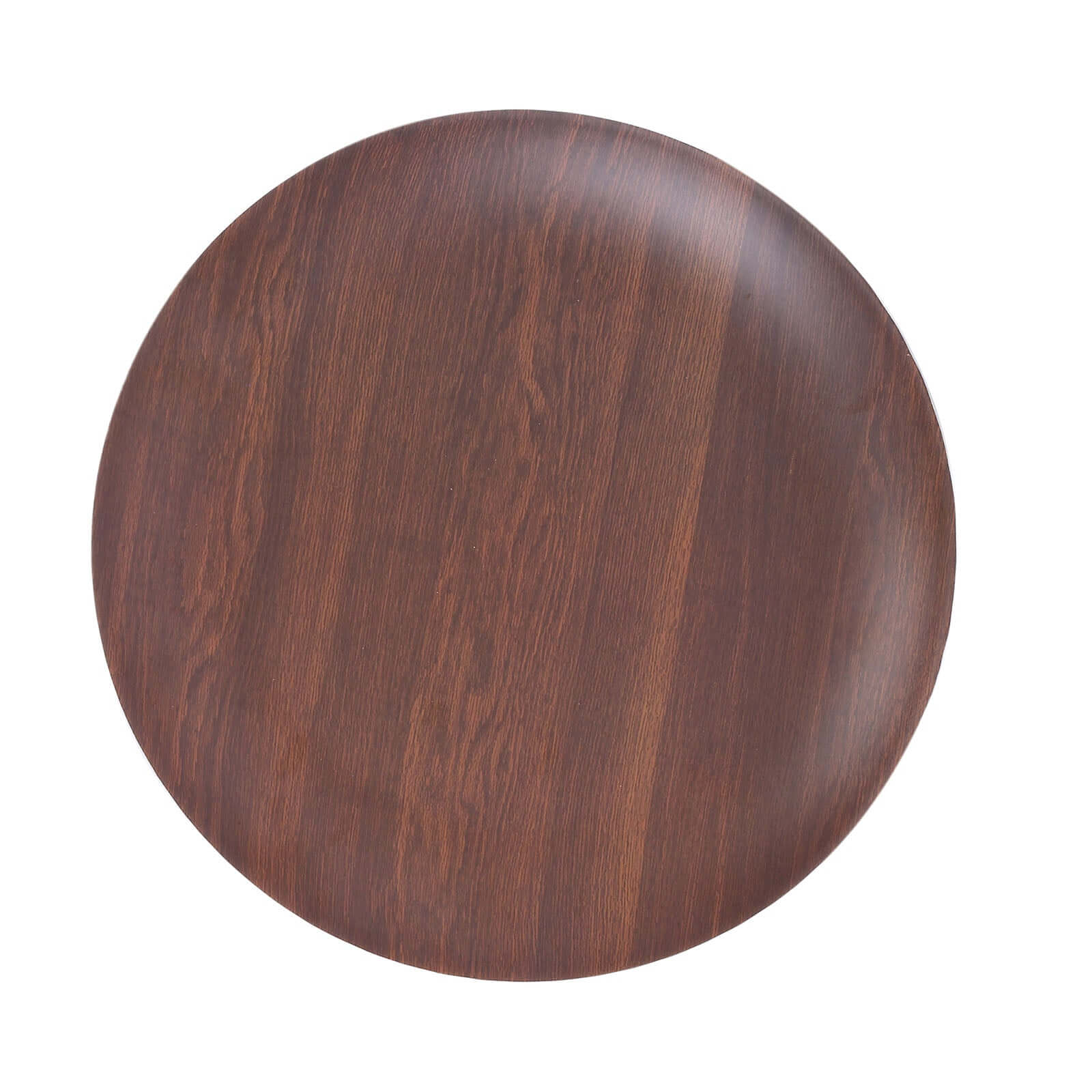 Pack of 6 Melamine 10 Round Dinner Plates in Brown Wood Grain Print - Disposable Shatterproof Party Plates for Rustic Farmhouse-Inspired Table Decor