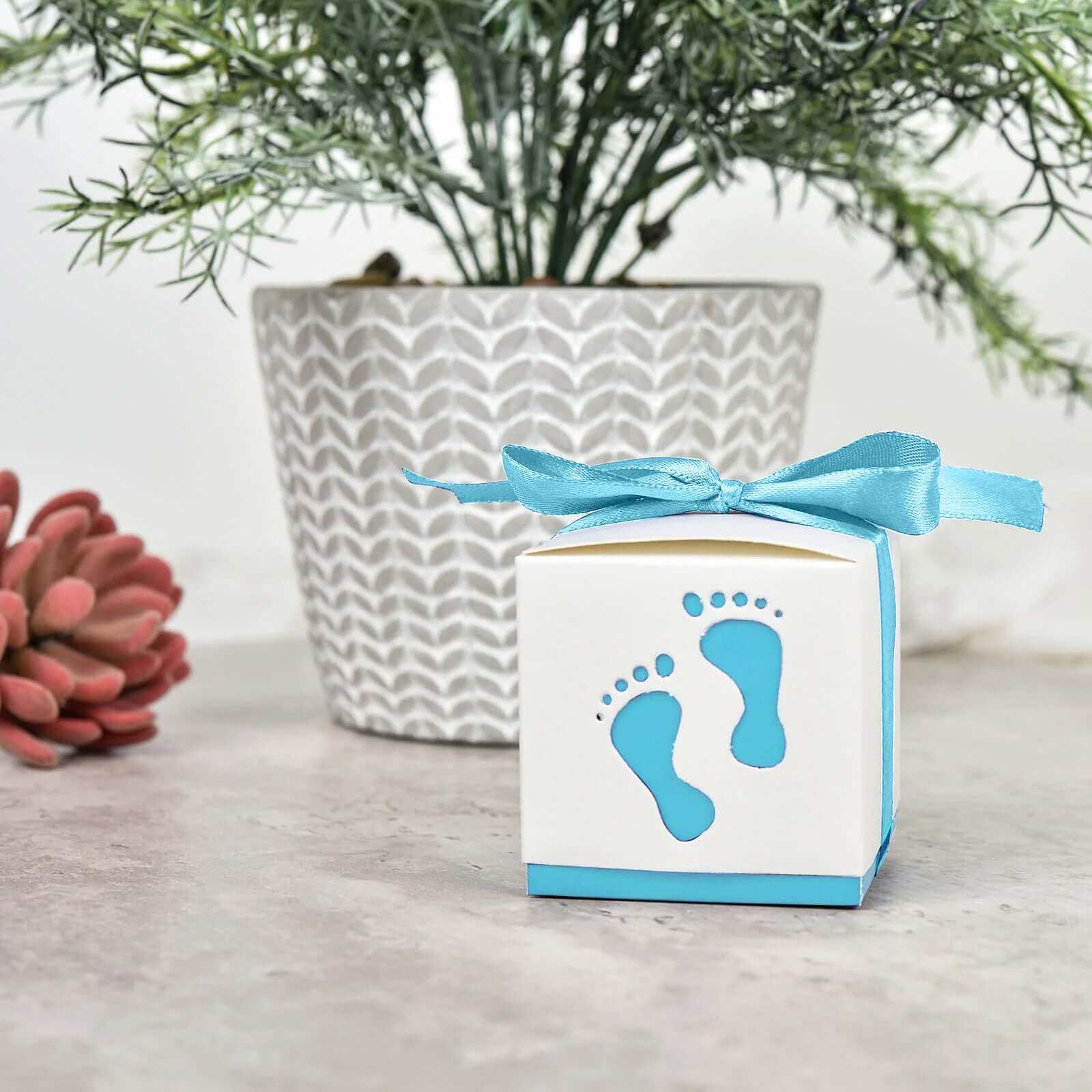 25 Pack 2 Light Blue Footprint Baby Shower Party Favor Candy Gift Boxes