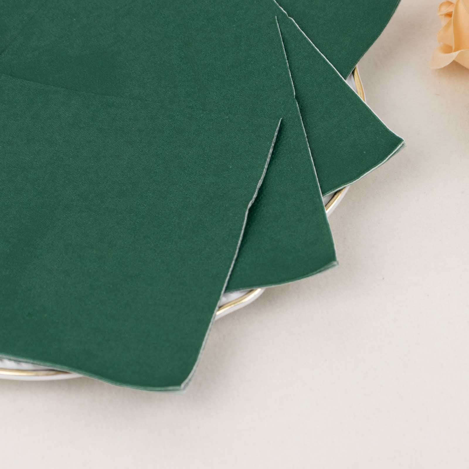 50-Pack Paper Beverage Napkins Hunter Emerald Green - 2 Ply Disposable Soft 18GSM Cocktail Napkins 5x5