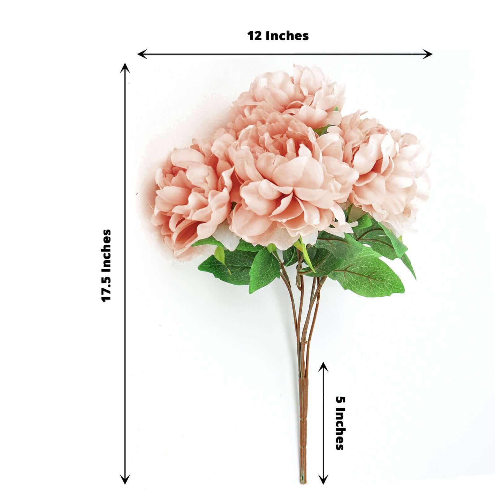 2 Bushes 17 Dusty Rose Artificial Silk Peony Flower Bouquets, Real Touch Peonies Spray