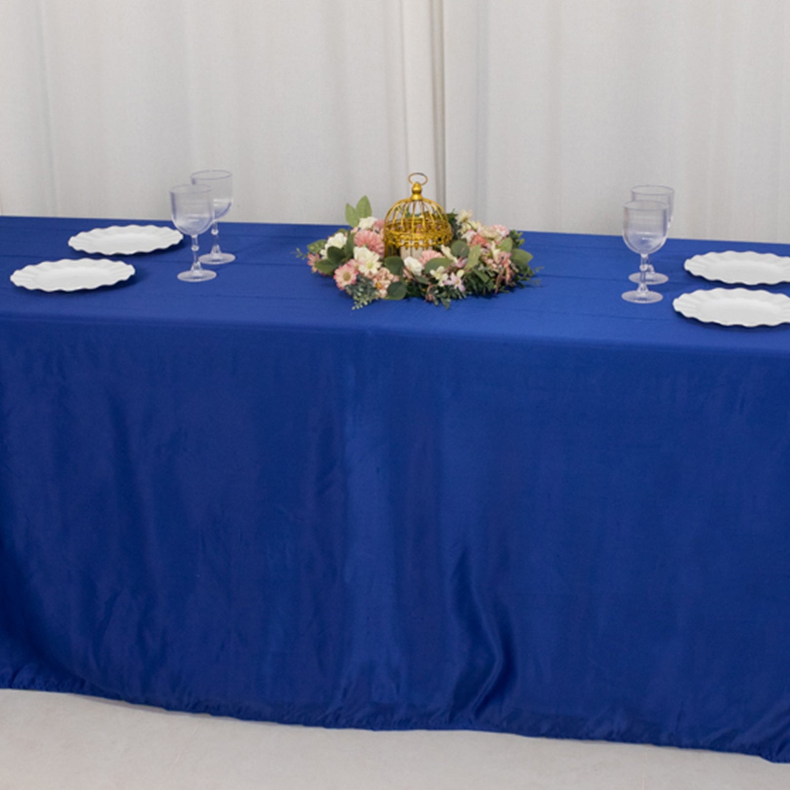 Lamour Satin 90x156 Rectangle Tablecloth Royal Blue - Luxurious, Soft Seamless Table Cover