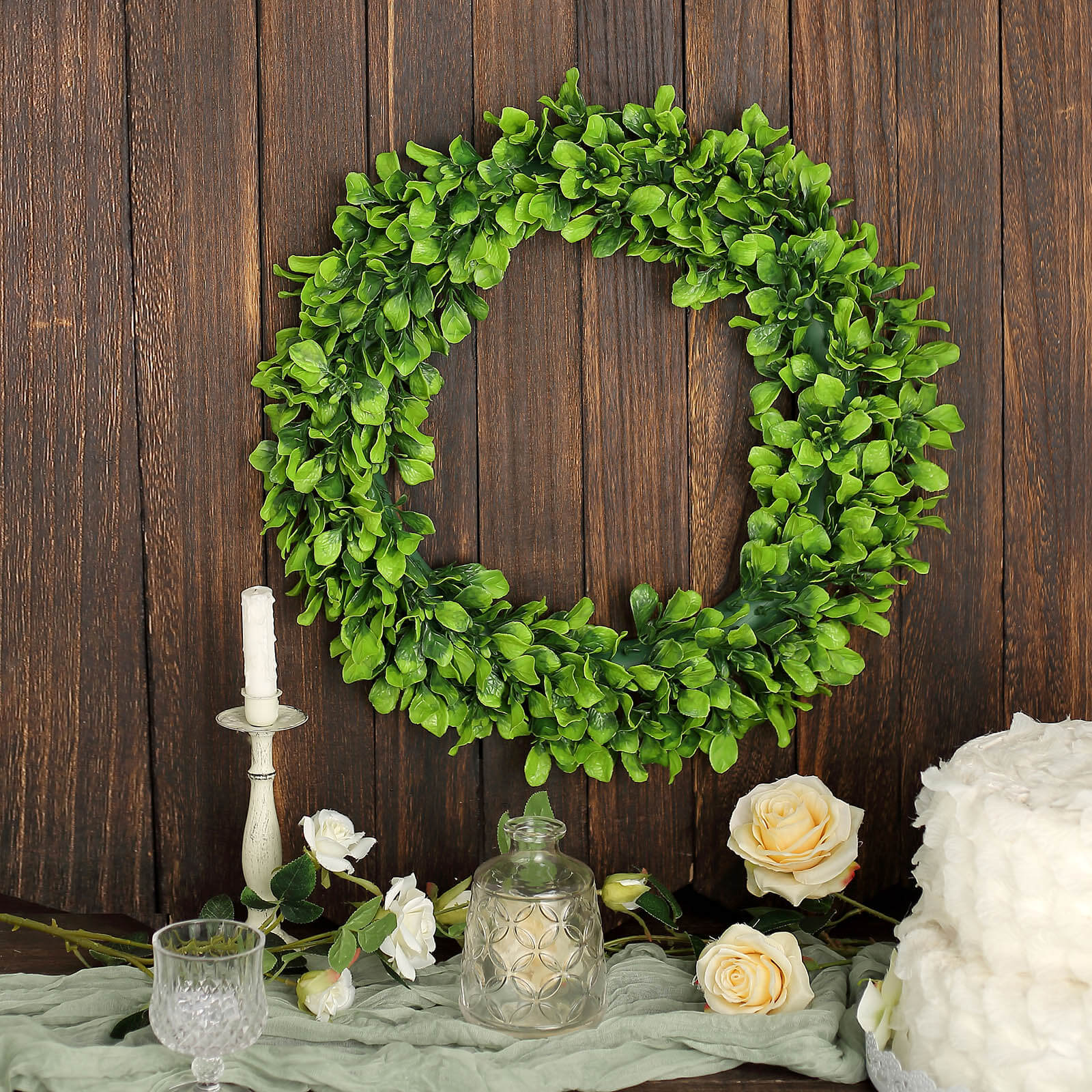 2 Pack 21 Green Artificial Lifelike Jasmine Leaf Spring Wreaths