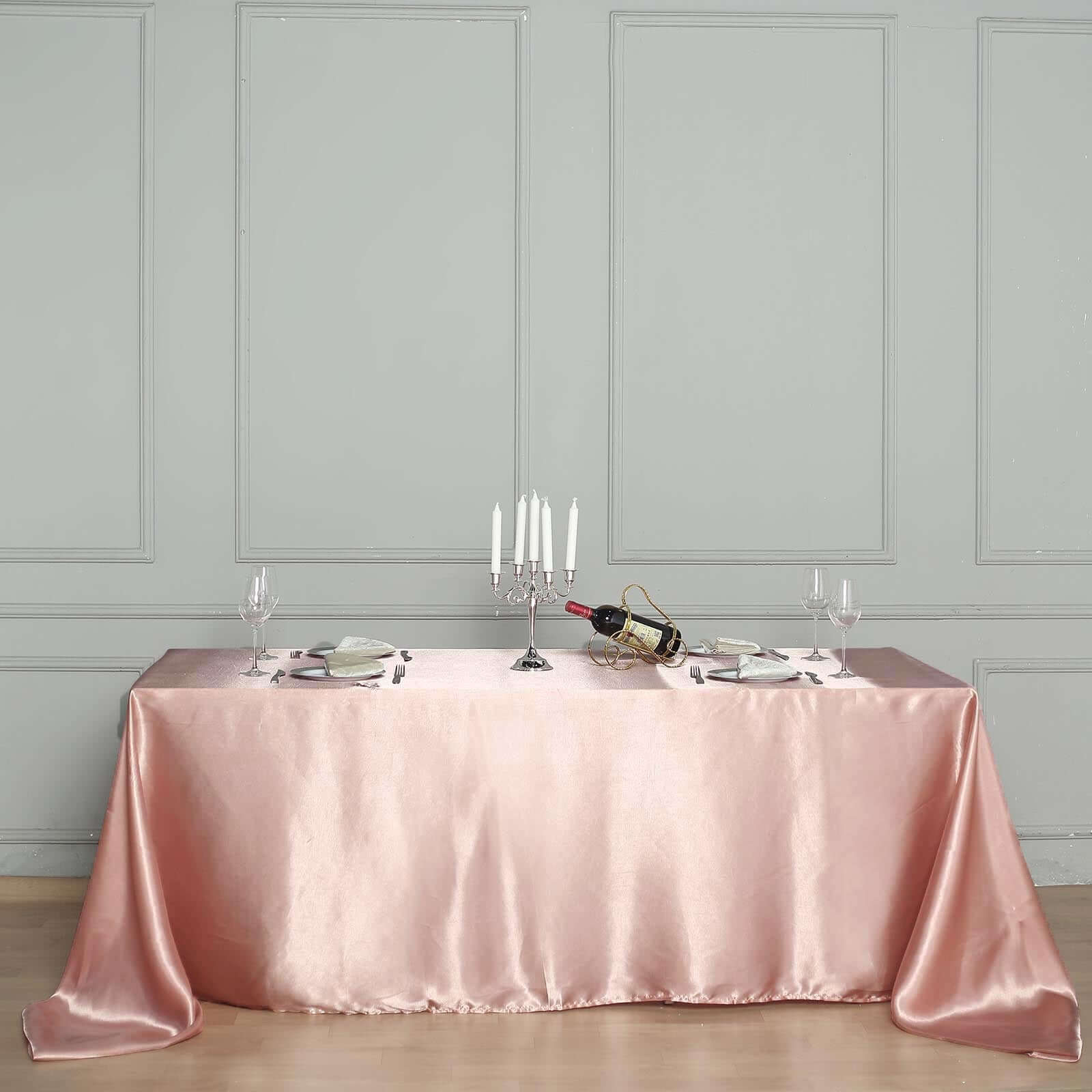 Satin Rectangular 60x102 Tablecloth Dusty Rose - Smooth and Lustrous Table Cover