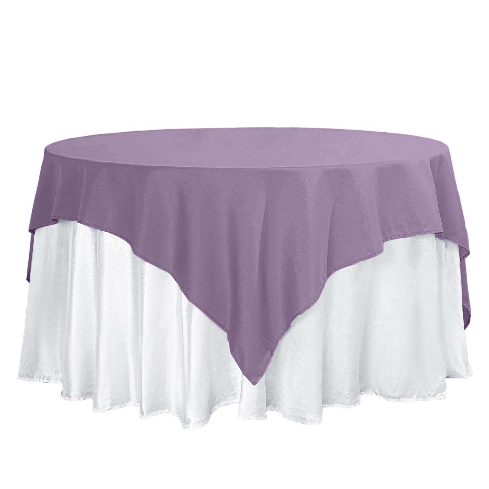 Polyester 70x70 Table Overlay Square Tablecloth Violet Amethyst - Wrinkle-Resistant & Durable Table Cover