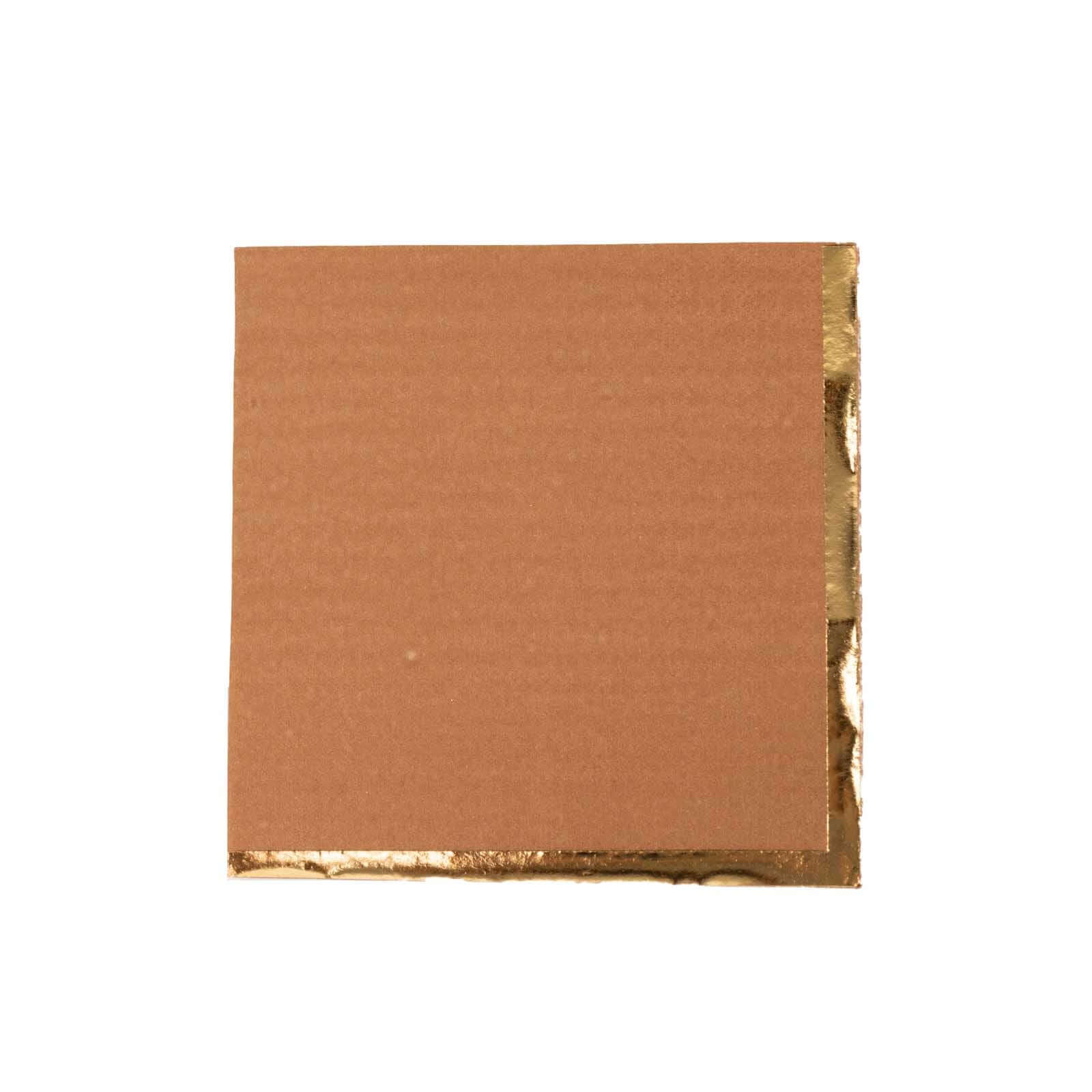 50-Pack Paper Beverage Napkins Terracotta (Rust) with Gold Foil Edge - 2 Ply Disposable Soft 18GSM Cocktail Napkins 5x5