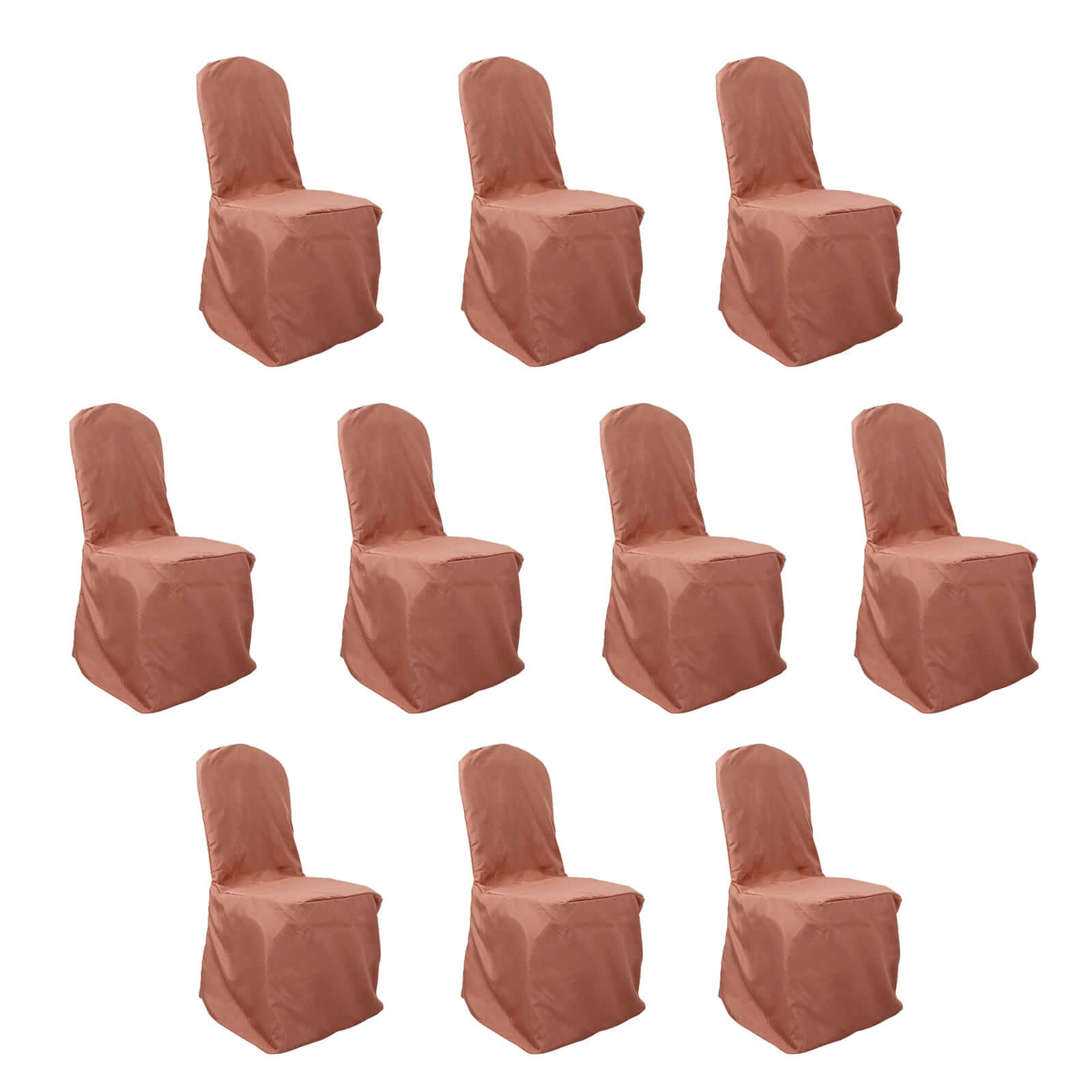 10 Pack Polyester Chair Cover for Banquet Chairs Terracotta (Rust) - Stain-Resistant Reusable Slip-On Slipcover