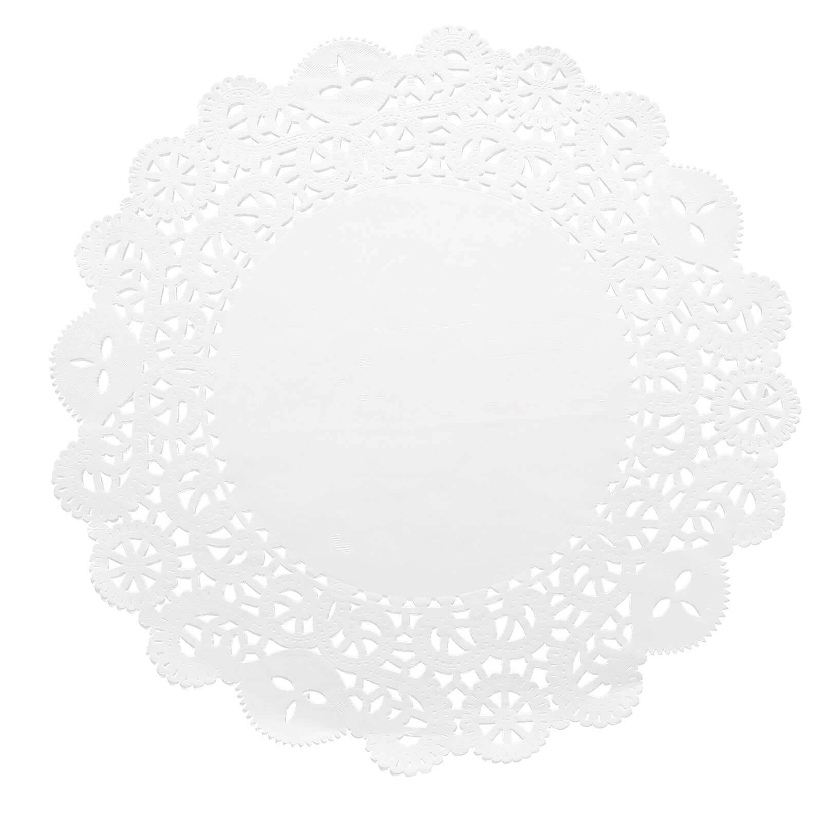 100 Pcs Paper 14 Round Placemats in White - Food Grade Lace Paper Doilies for Dessert Display & Table Decor