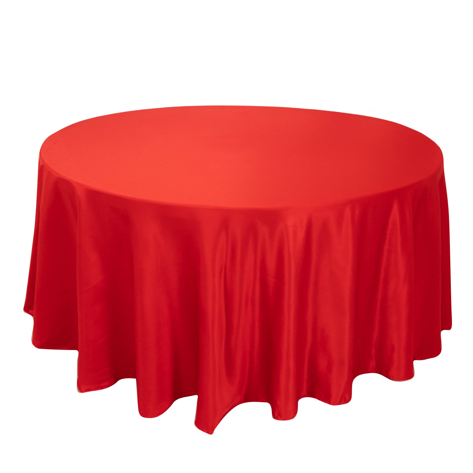 Lamour Satin 120 Round Tablecloth Red - Seamless Table Cover with Soft Tempered Sheen